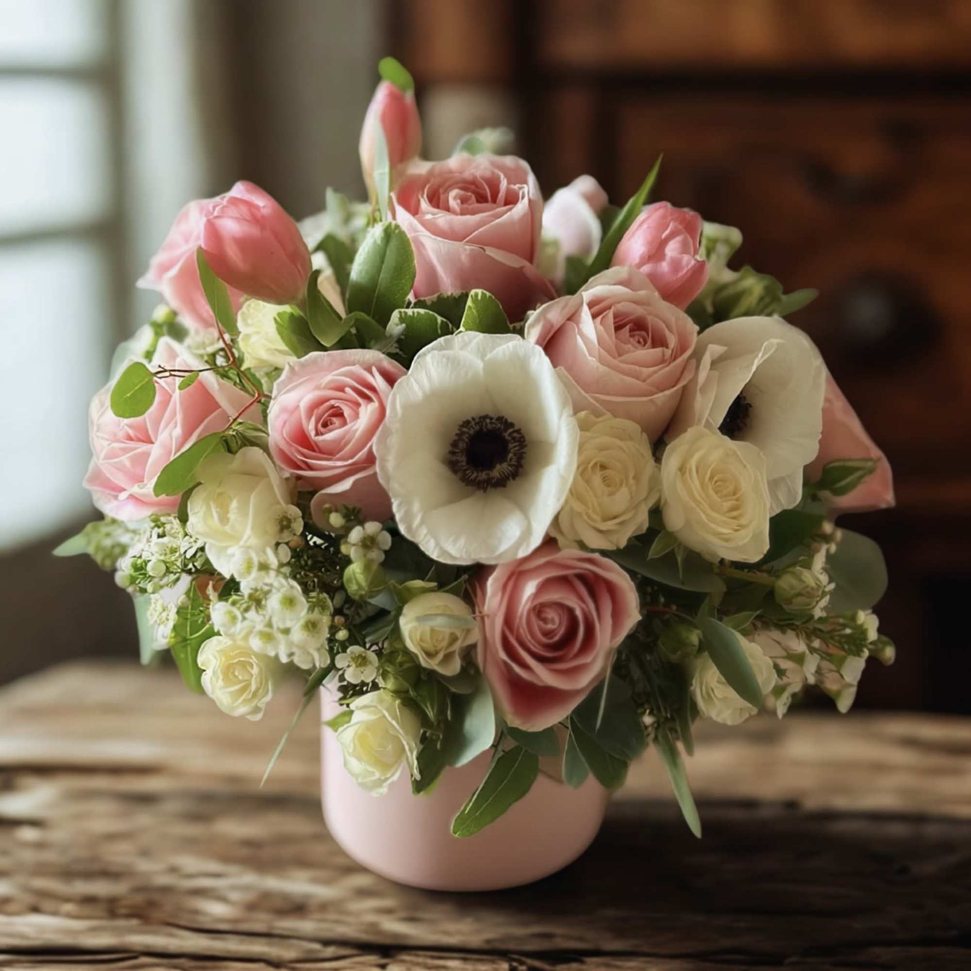 The Rosita Arrangement is a romantic and elegant floral display, artfully designed
