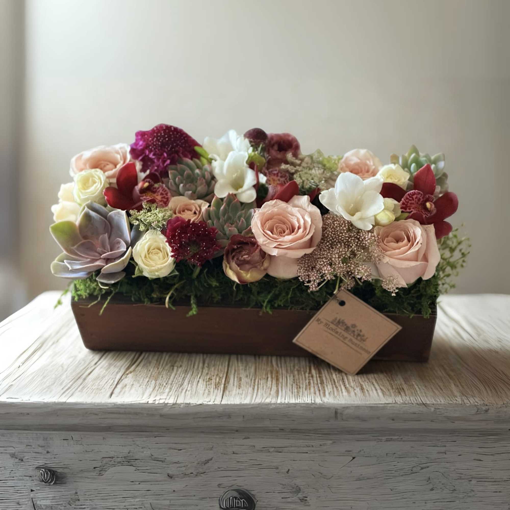 The Venice Artisan Box Arrangement by My Blooming Business is a stunning