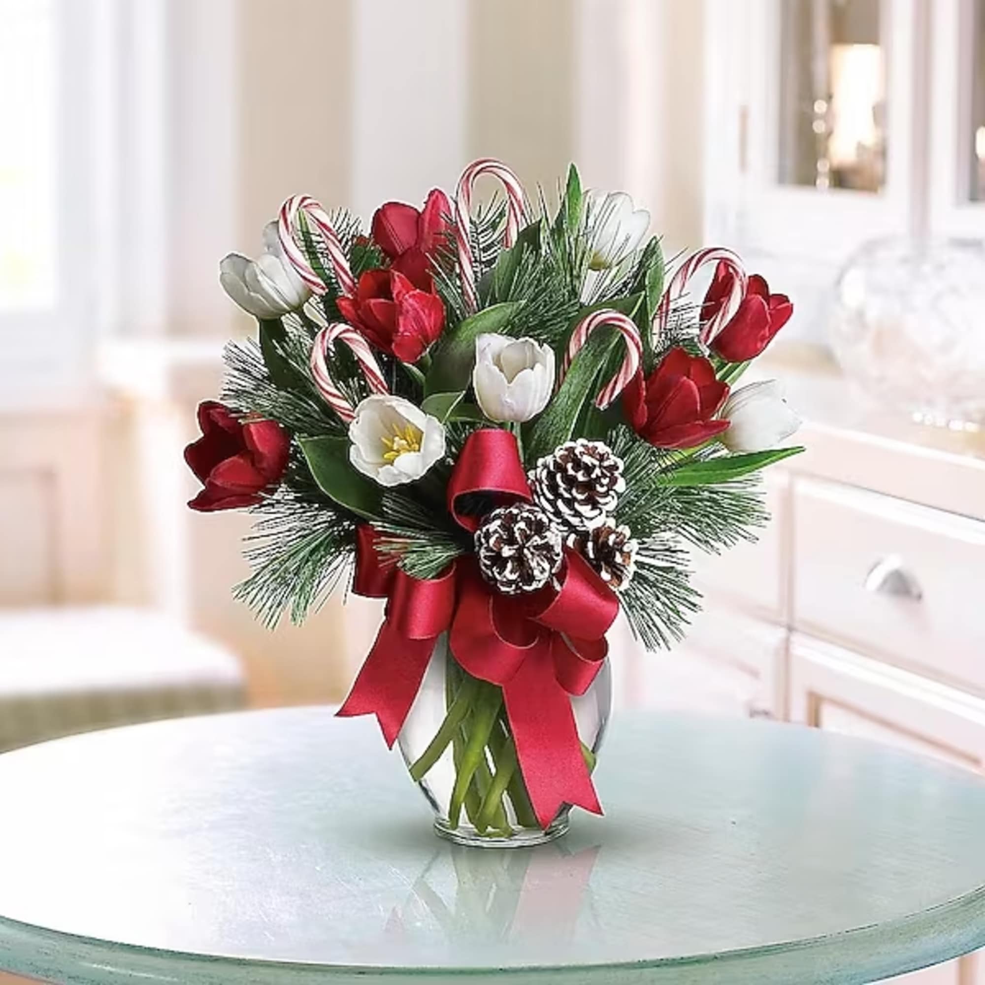 Nothing's sweeter than Christmas tulips - except maybe Christmas tulips with candy