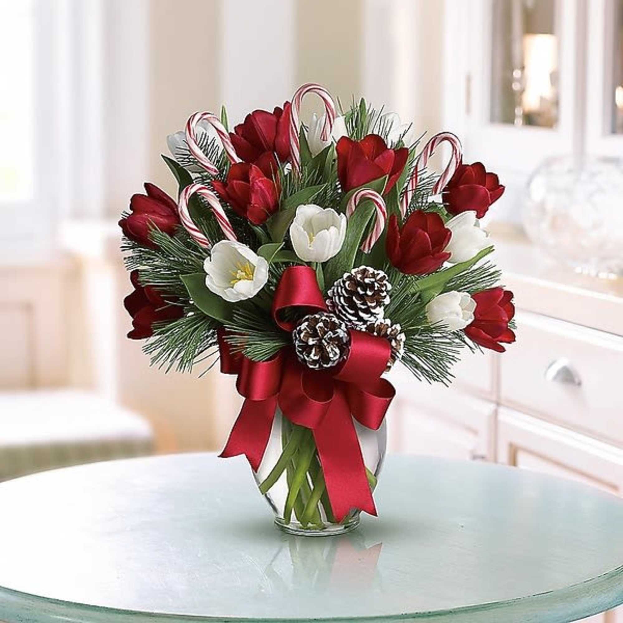 Nothing's sweeter than Christmas tulips - except maybe Christmas tulips with candy
