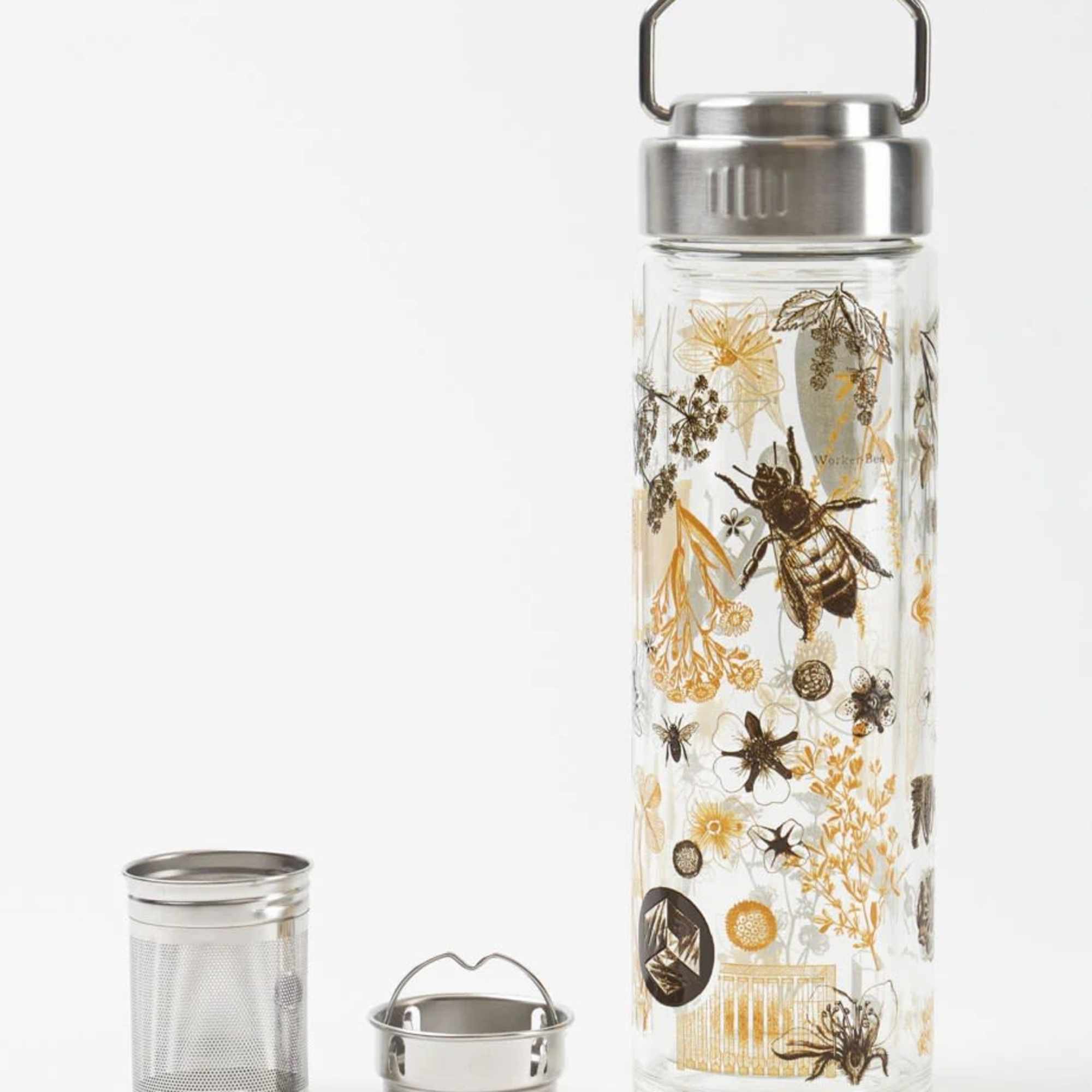 All The Bees Glass Tea Infuser is a pollinator-inspired drinkware that celebrates