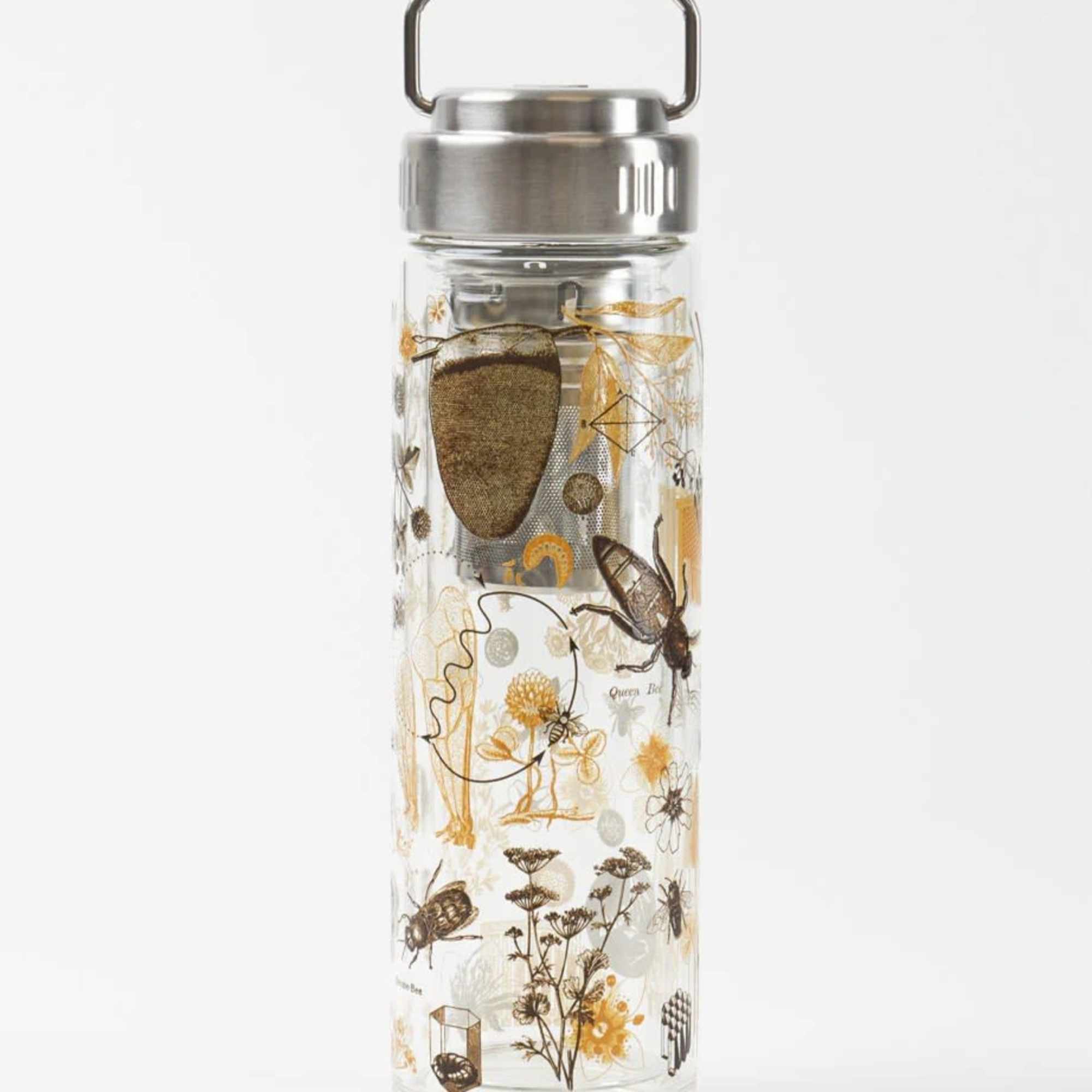 All The Bees Glass Tea Infuser is a pollinator-inspired drinkware that celebrates