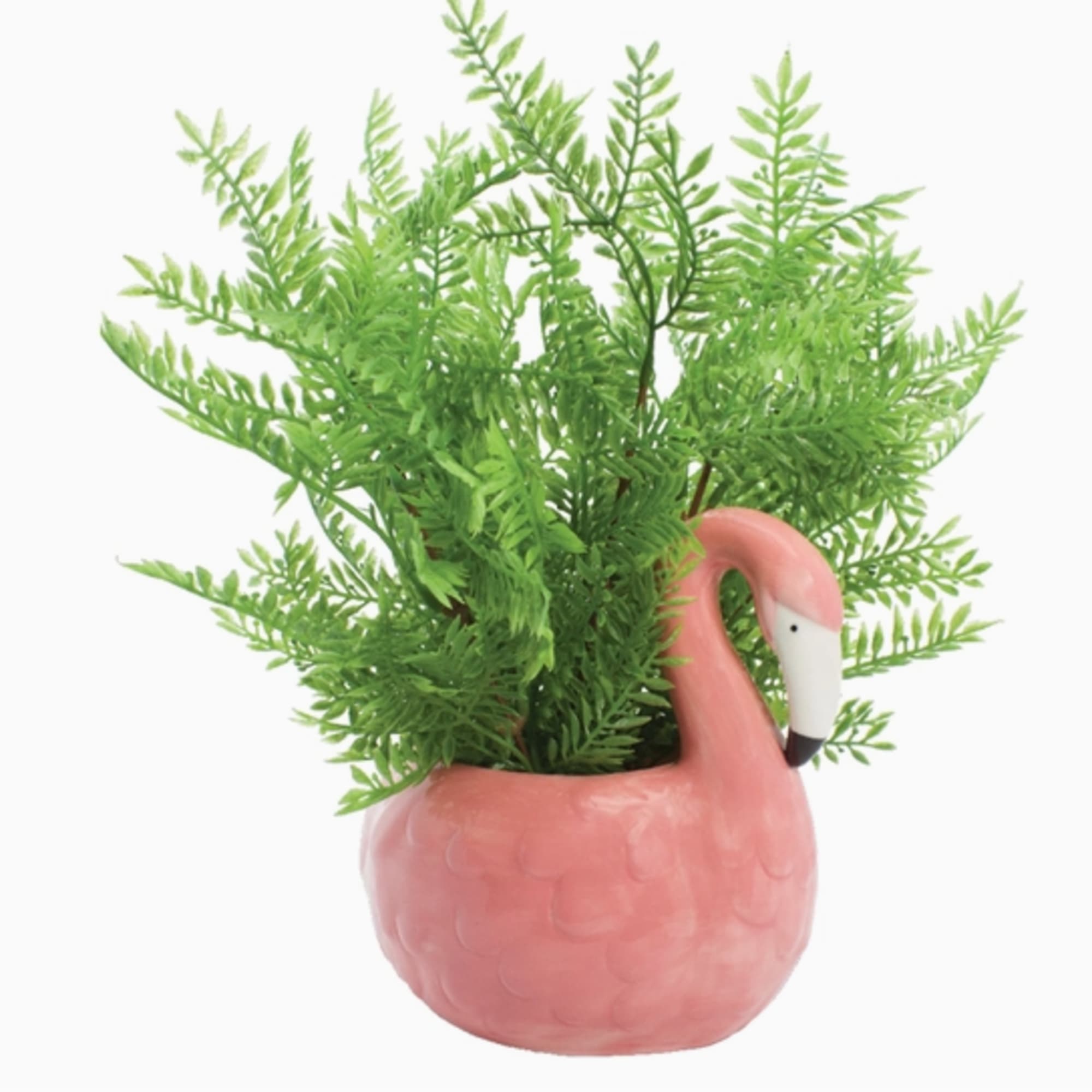 Description
Bring instant tropical whimsy to your home! This retro-styled Flamingo Planter is