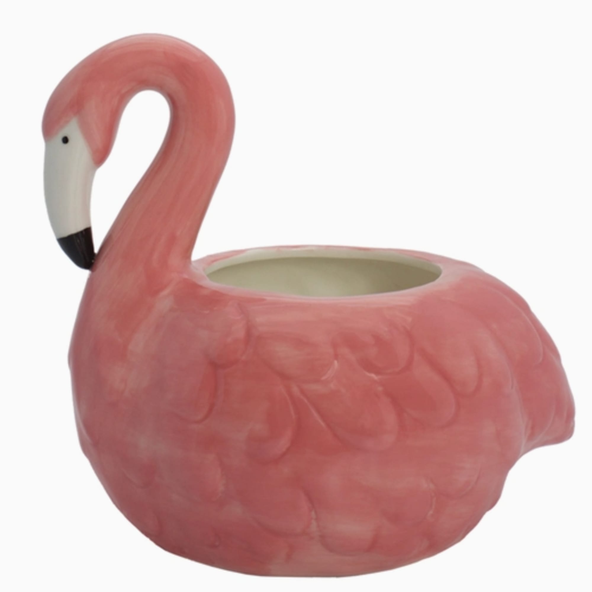 Description
Bring instant tropical whimsy to your home! This retro-styled Flamingo Planter is