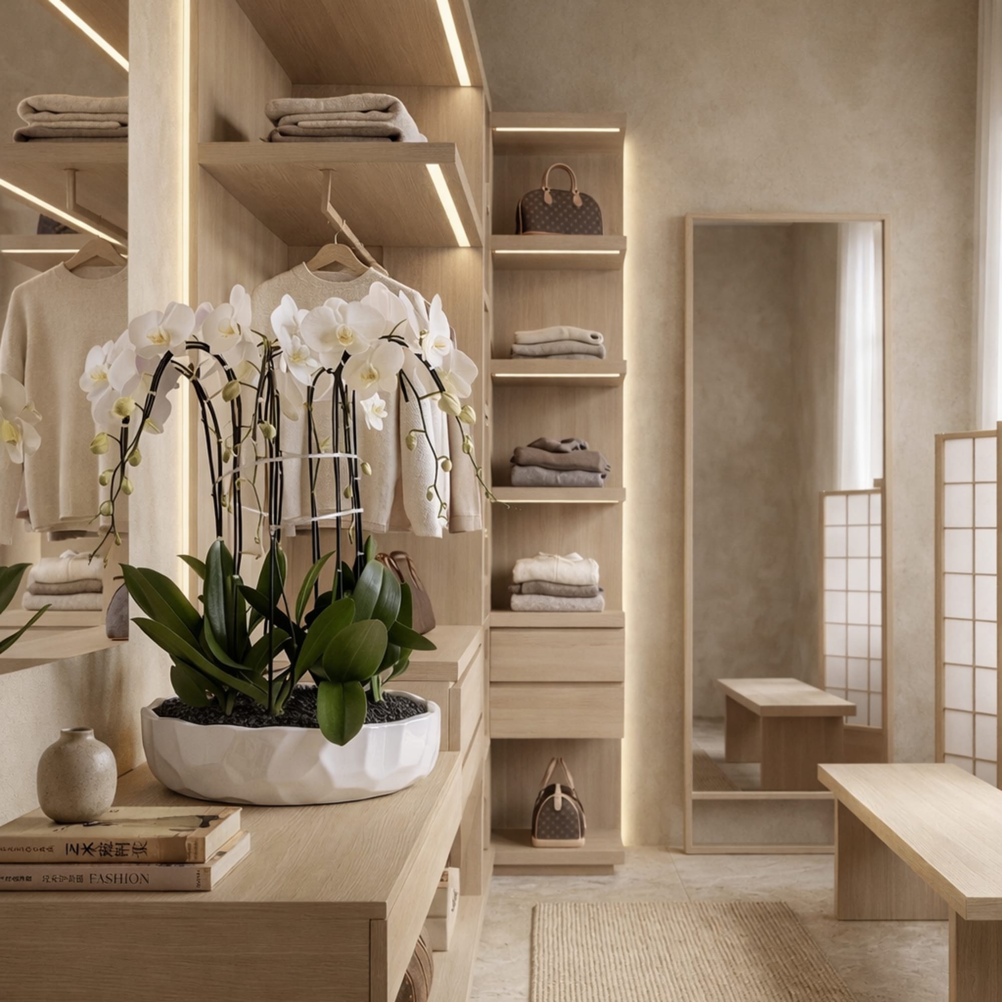 This elegant Eleven White Phalaenopsis Cascade orchid arrangement creates a striking vertical