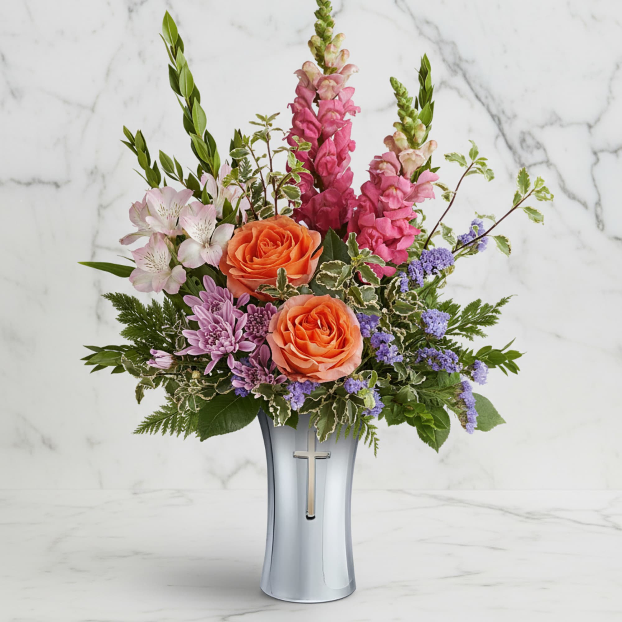 Honor faith and love with Glory's Embrace Bouquet, a radiant mix of