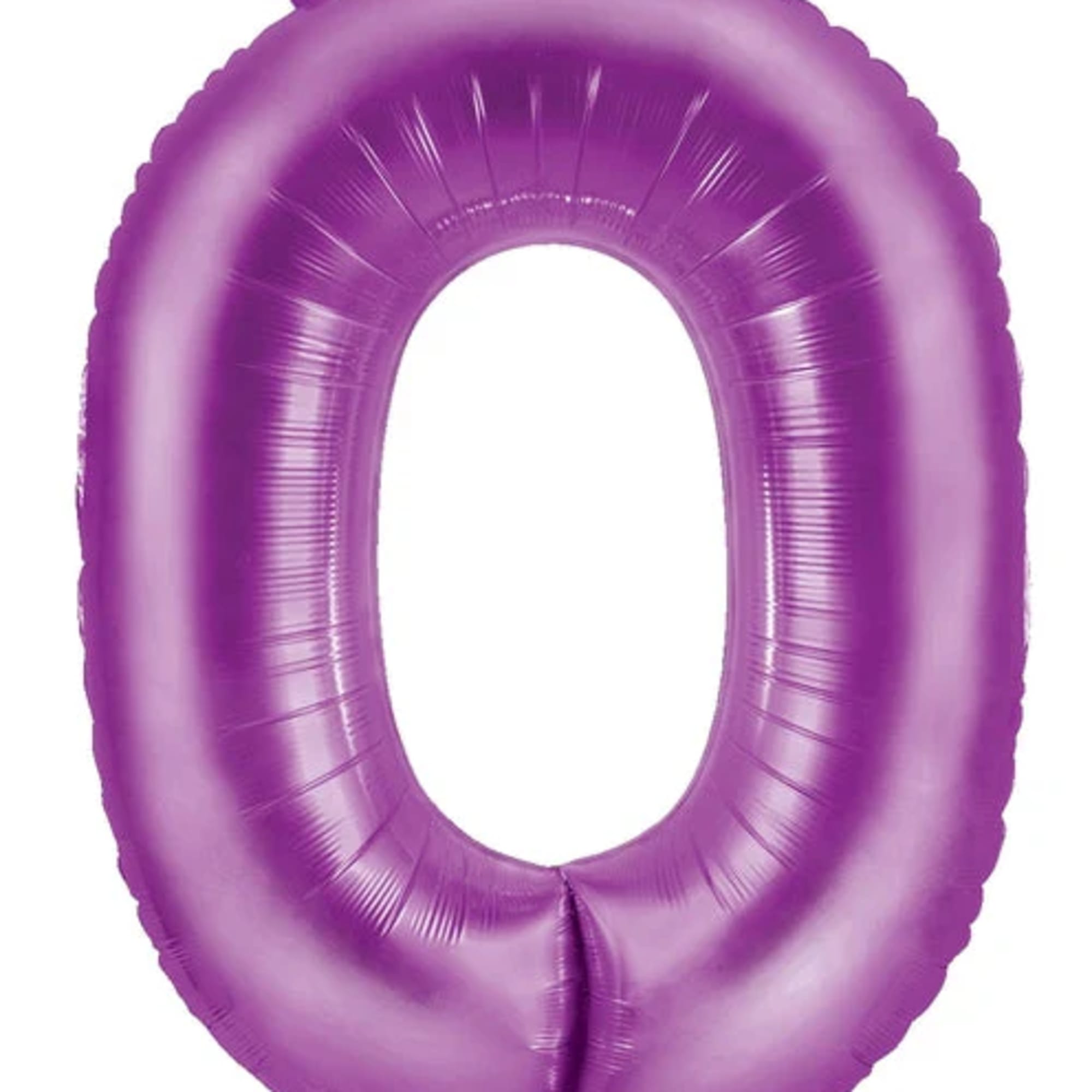 Purple number 0 foil balloon on a white background
