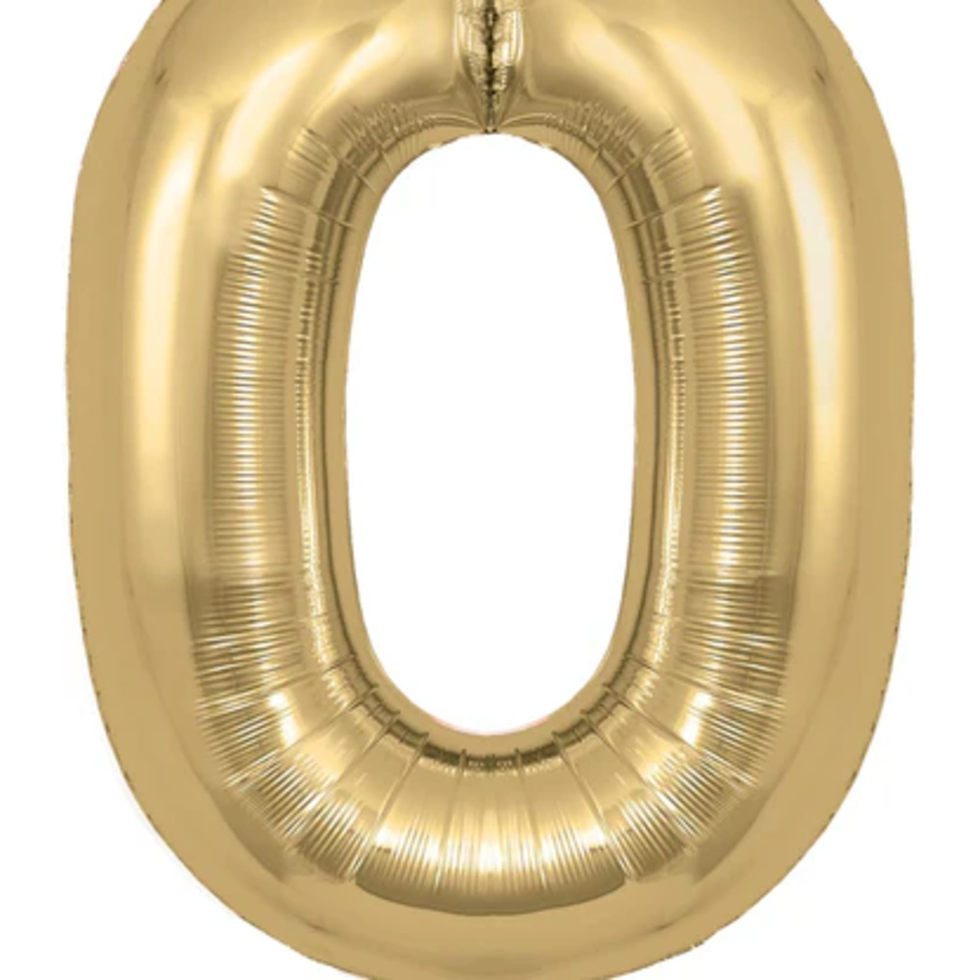 Gold number 0 foil balloon on a white background