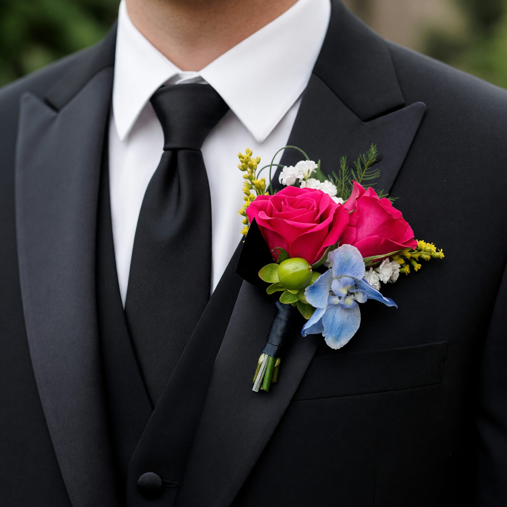 Our Colorful Pop Corsage features a vibrant mix of colors that instantly