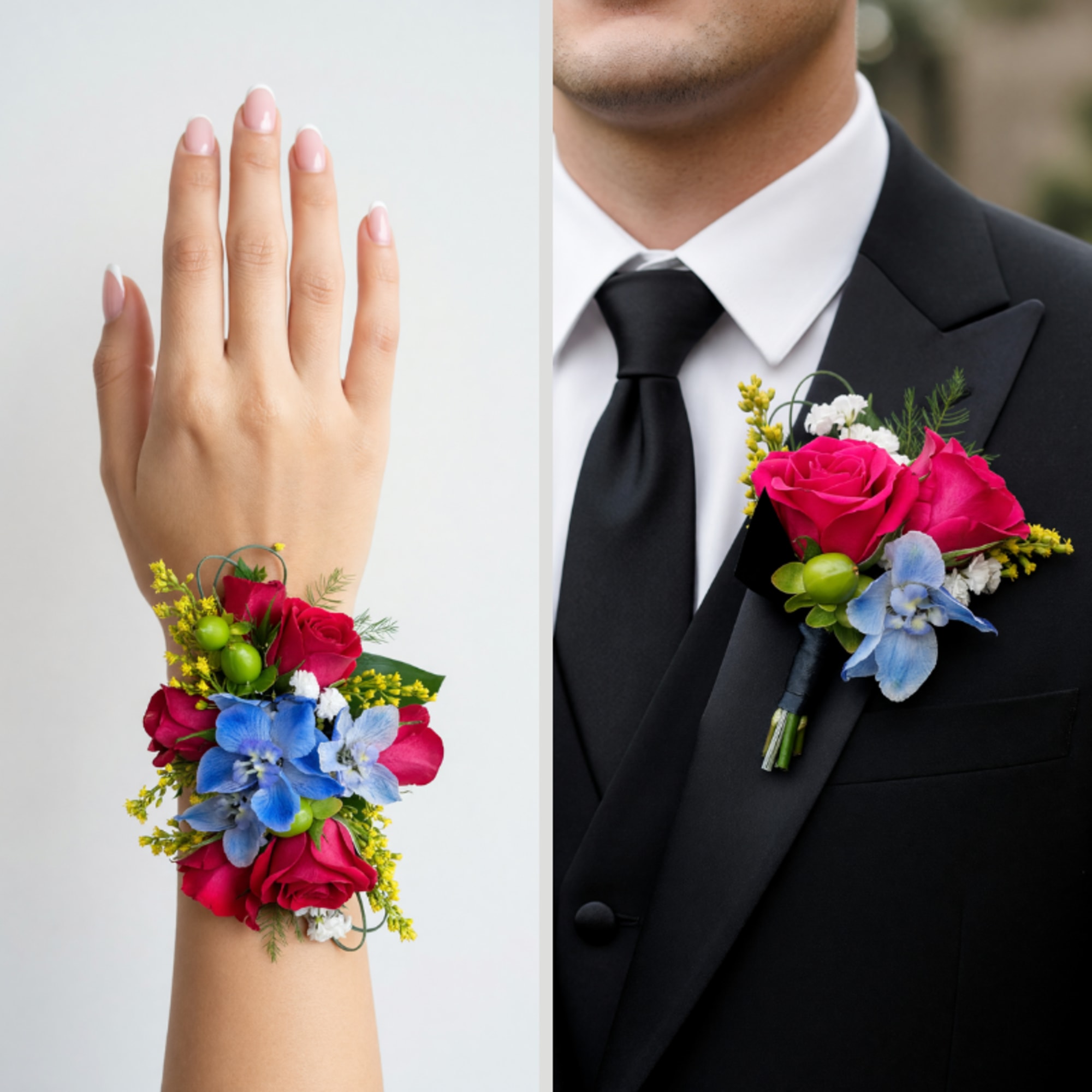 Our Colorful Pop Corsage features a vibrant mix of colors that instantly