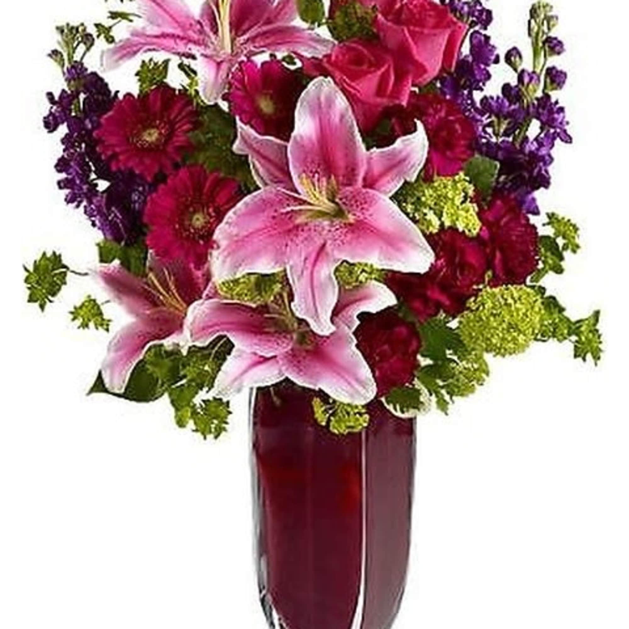 Lush pink lilies caress the senses as you feast your eyes on