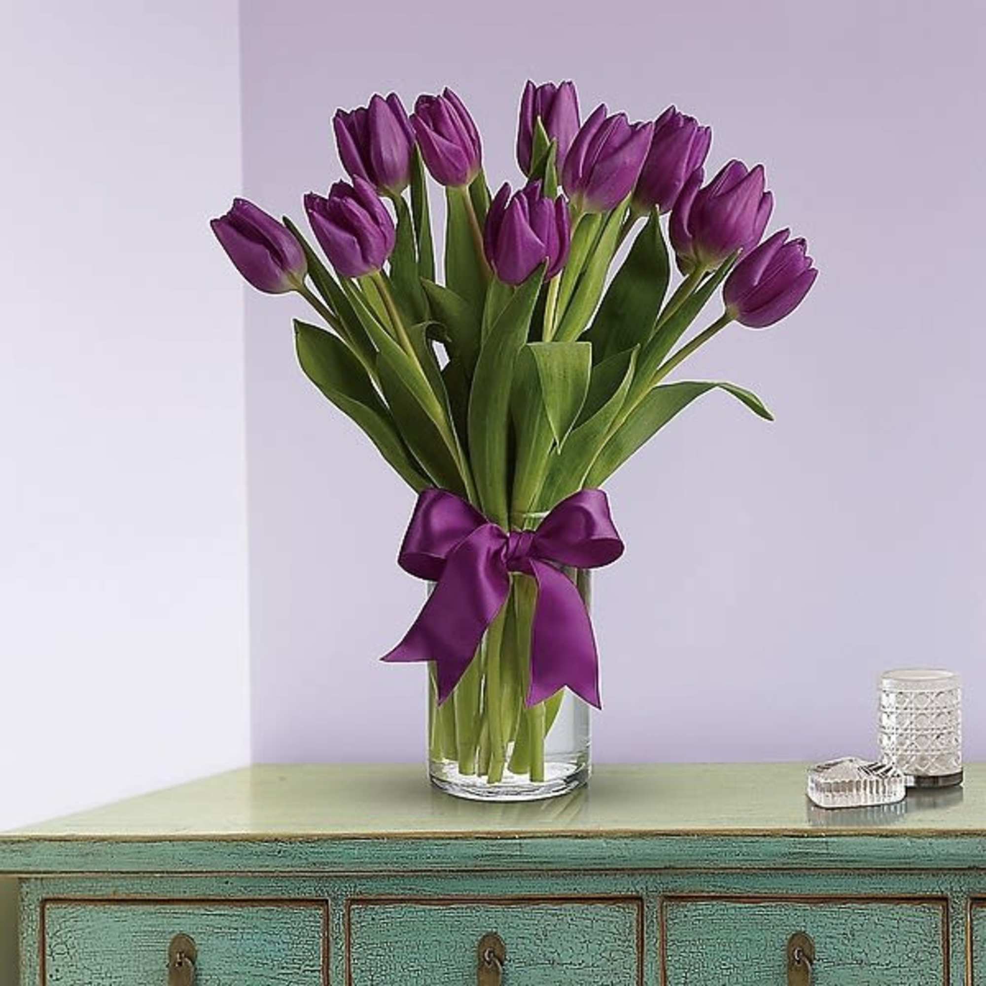Beautiful and "simply said" purple tulips are a hip way to show