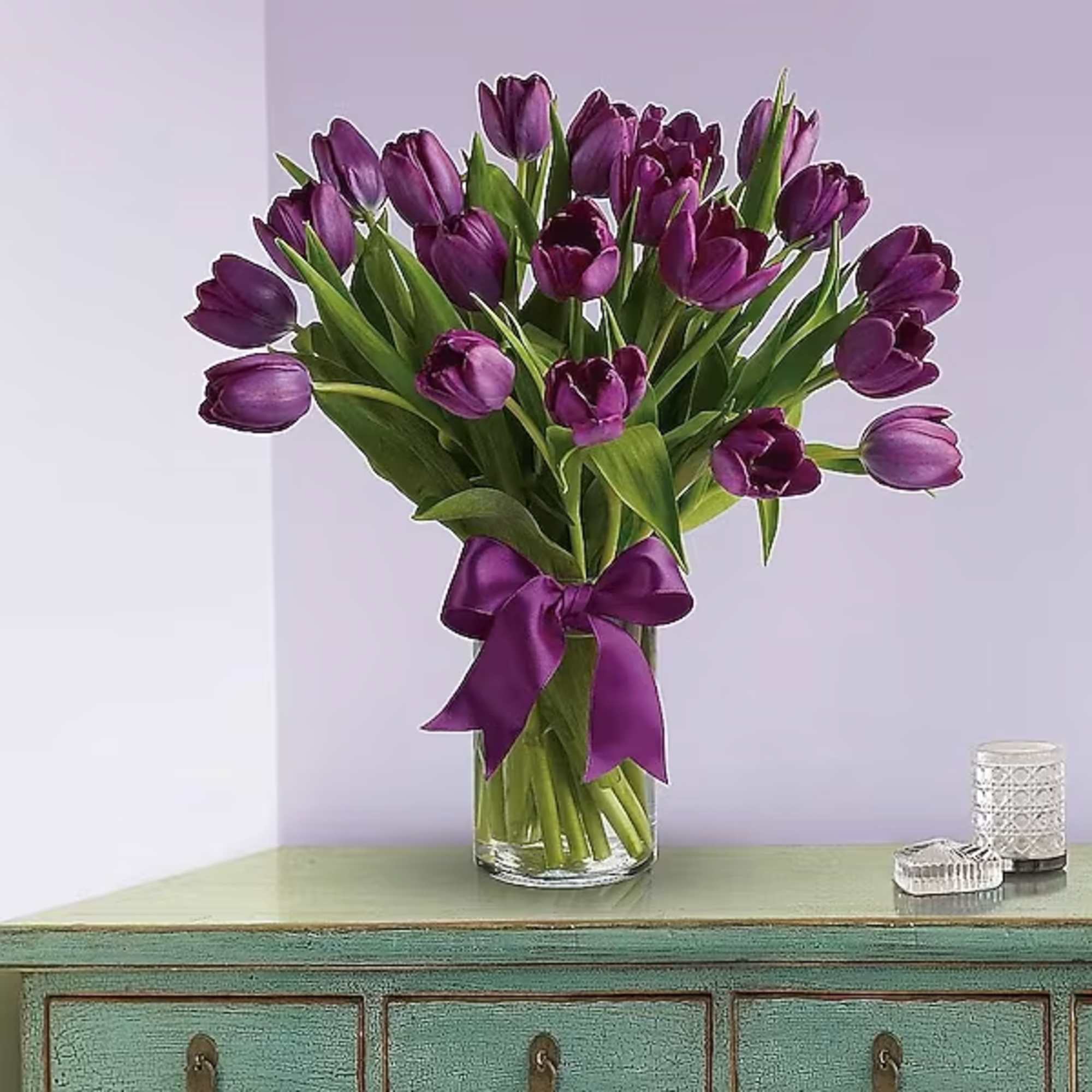 Beautiful and "simply said" purple tulips are a hip way to show