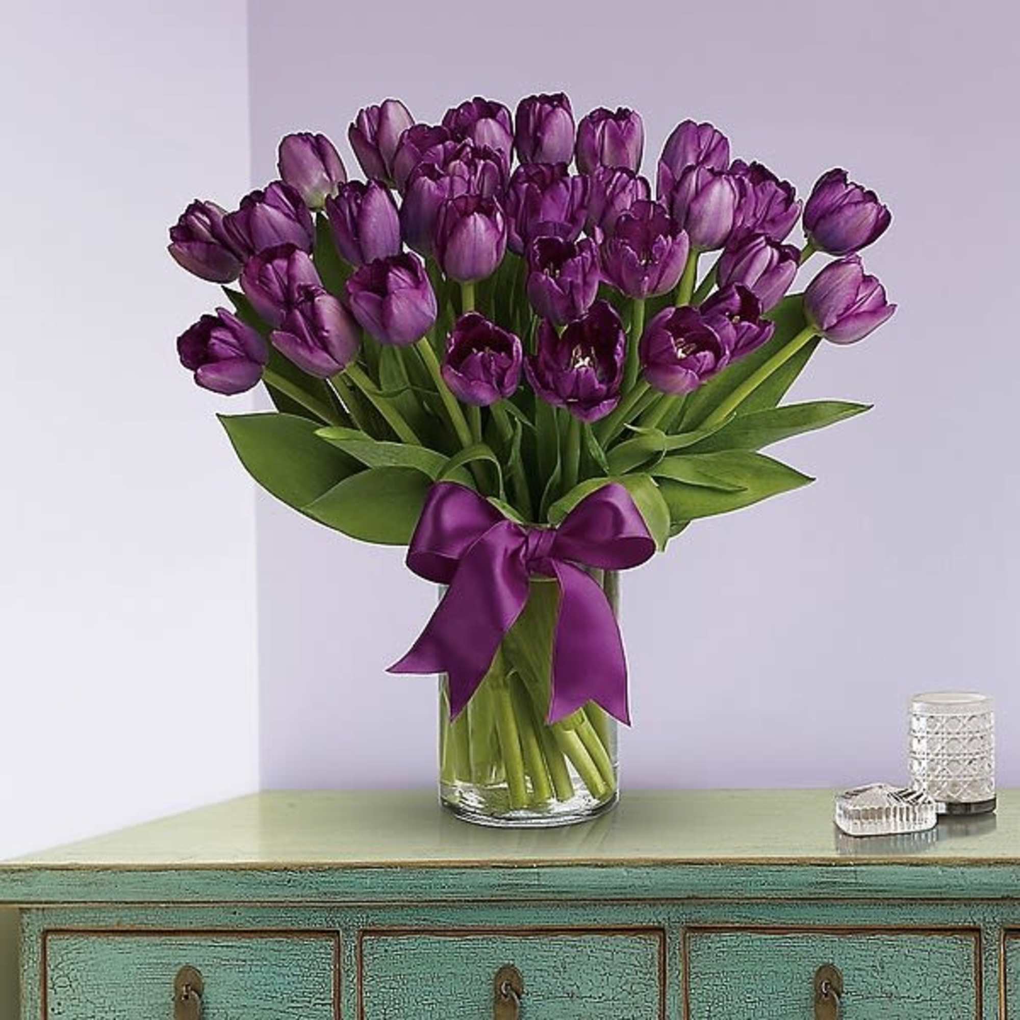 Beautiful and "simply said" purple tulips are a hip way to show