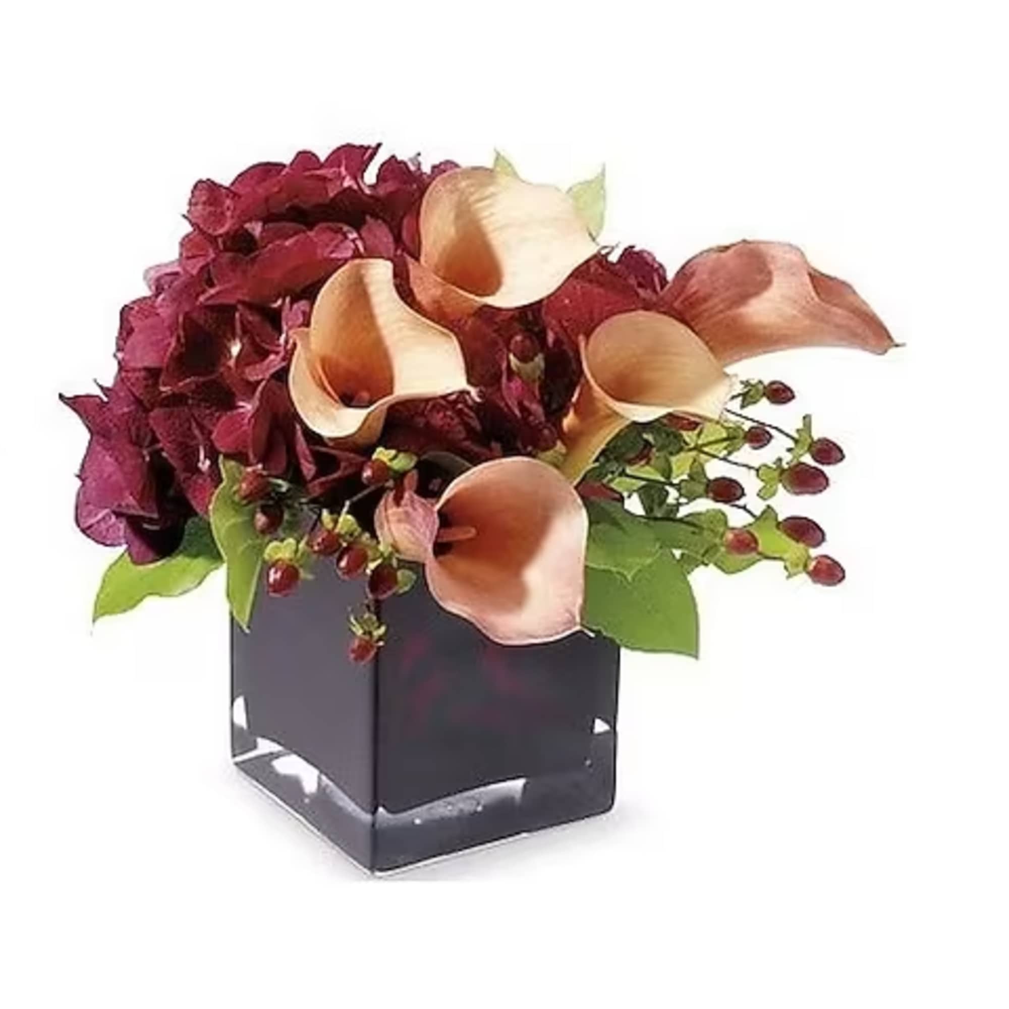 Lovely in white, callas in bronze are elegance personified, making this unique