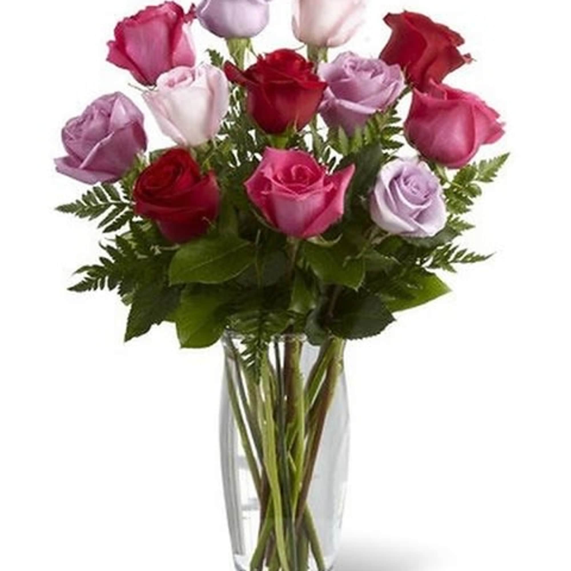 The Captivating Color Rose Bouquet by Vera Wang. Bursting with brilliant hues