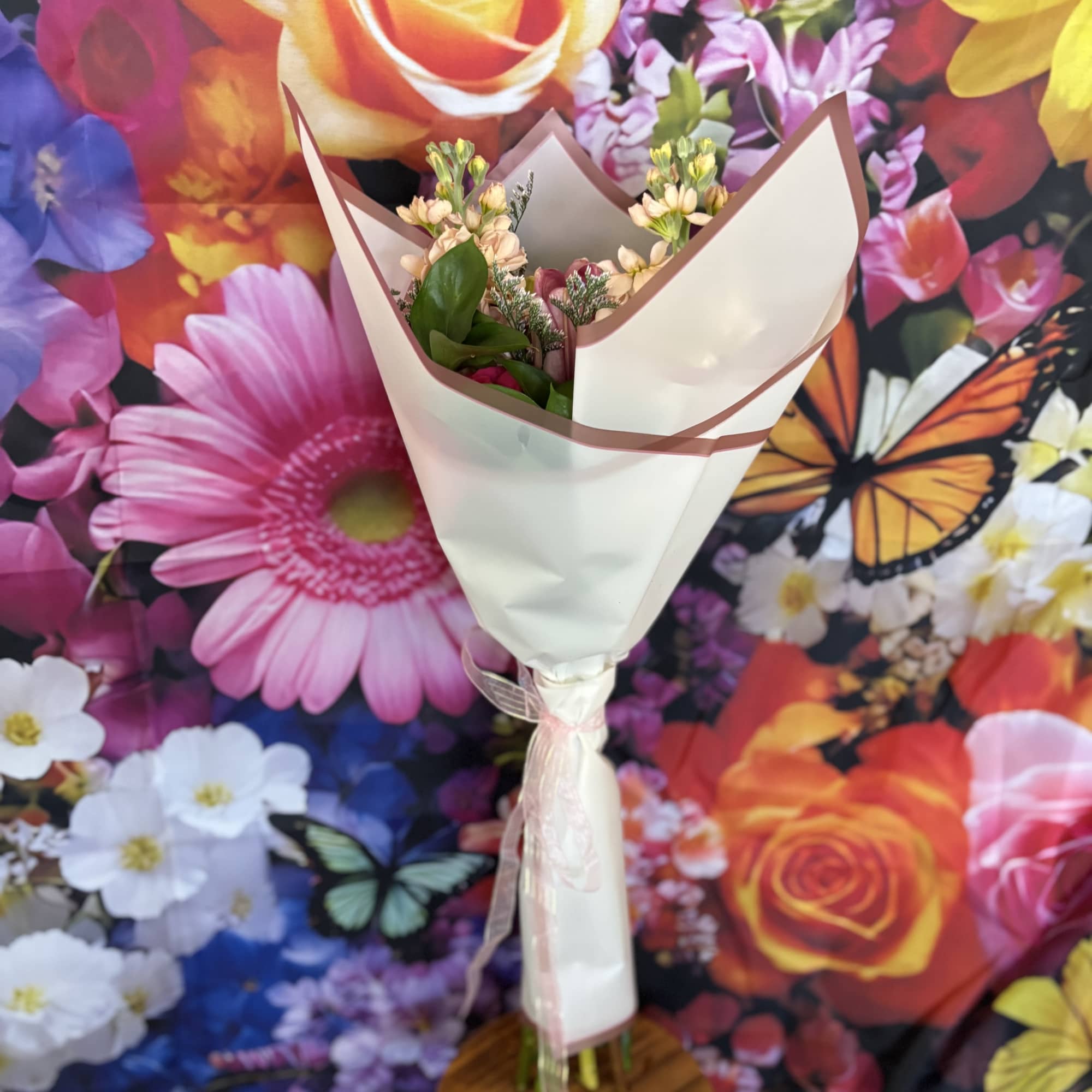 Fresh flowers in wrapping 