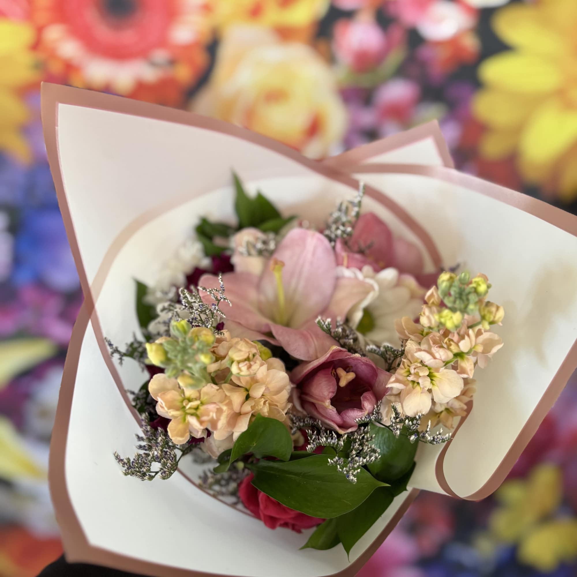 Fresh flowers in wrapping 