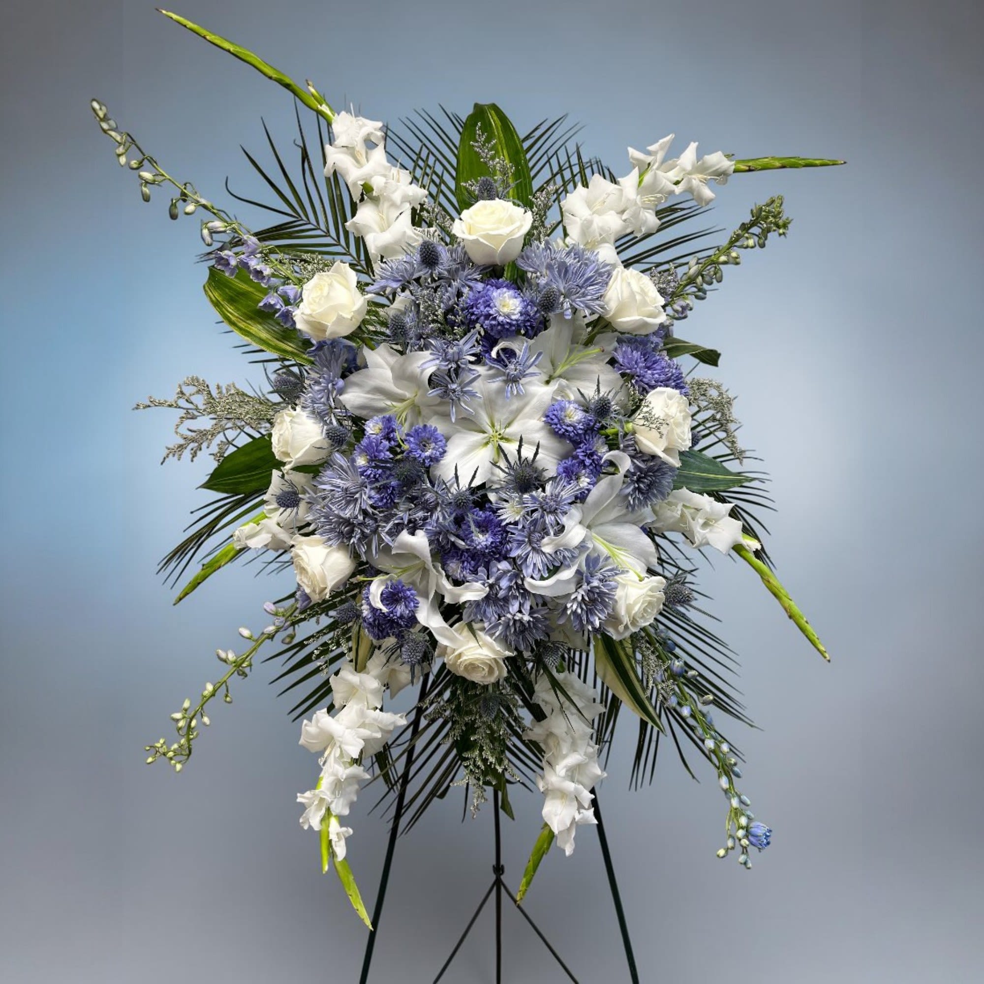 Varying shades of blue touched with hints of white and green form