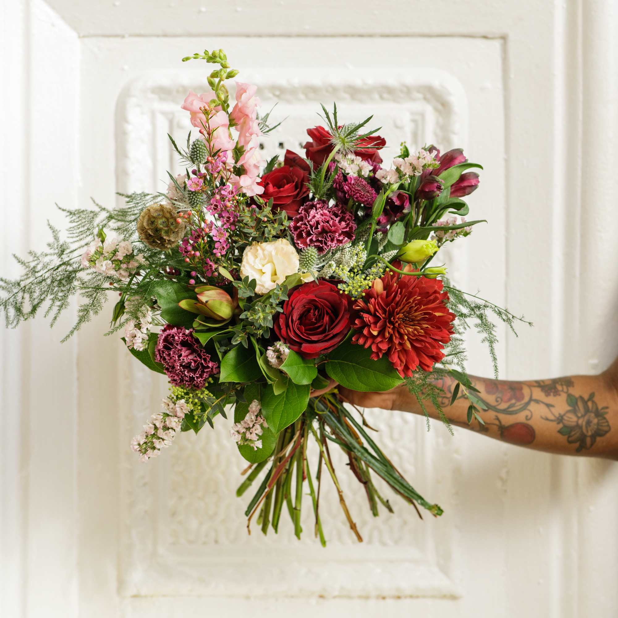 Gift them this fresh hand-tied bouquet, created using a mix of fragrant