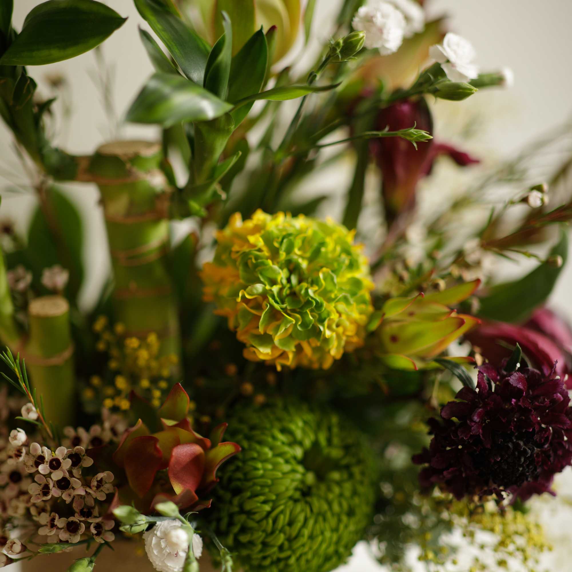 The Sutter is our petite-sized modern arrangement created in a ceramic vase.