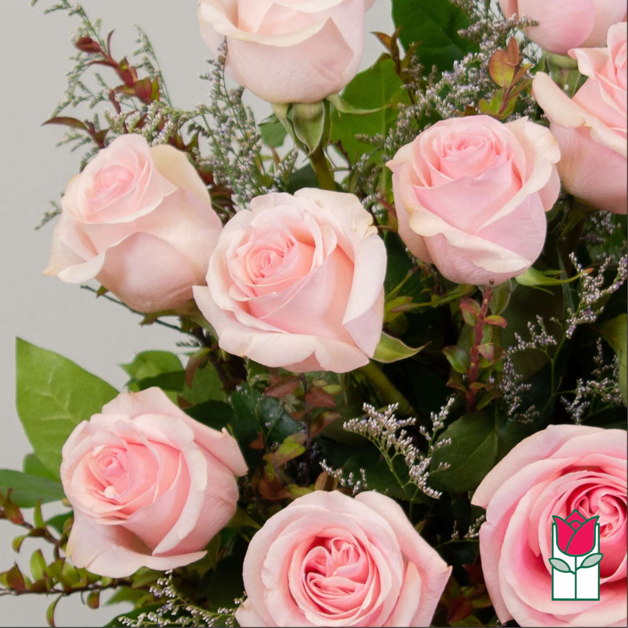 Bouquet of pale pink roses with small filler flowers