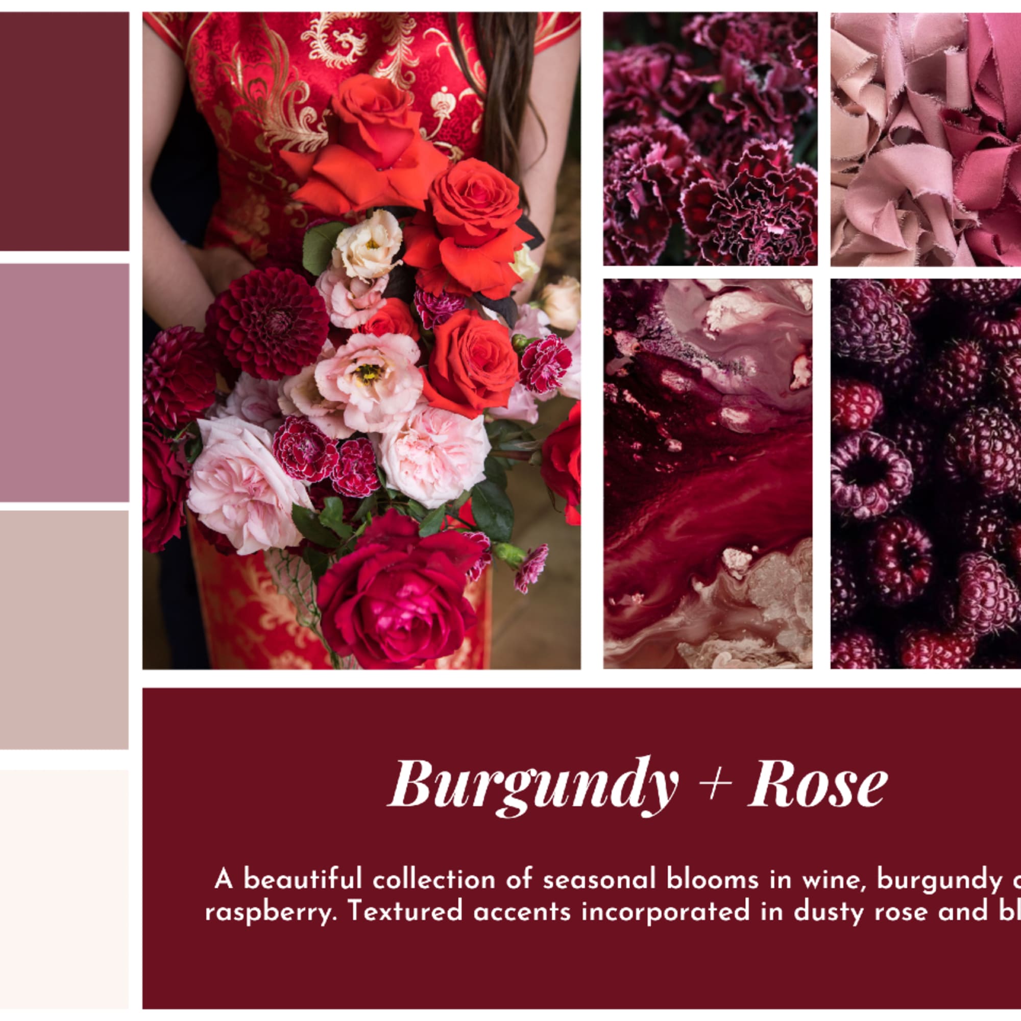 Wearable floral accents for the ladies. Created in your selected colour palette.