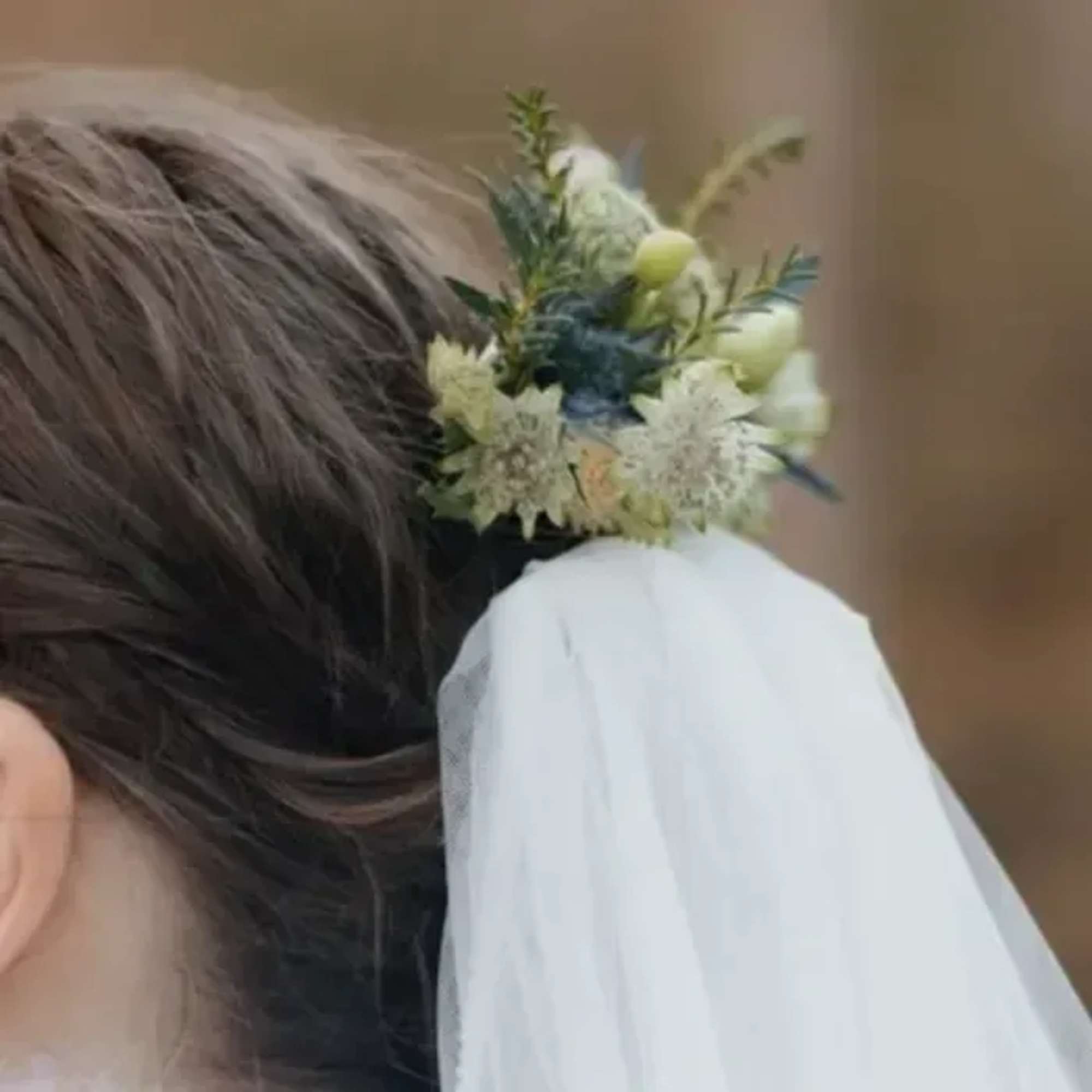 Hair clip embelished with flowers or small collection of individually wired flowers