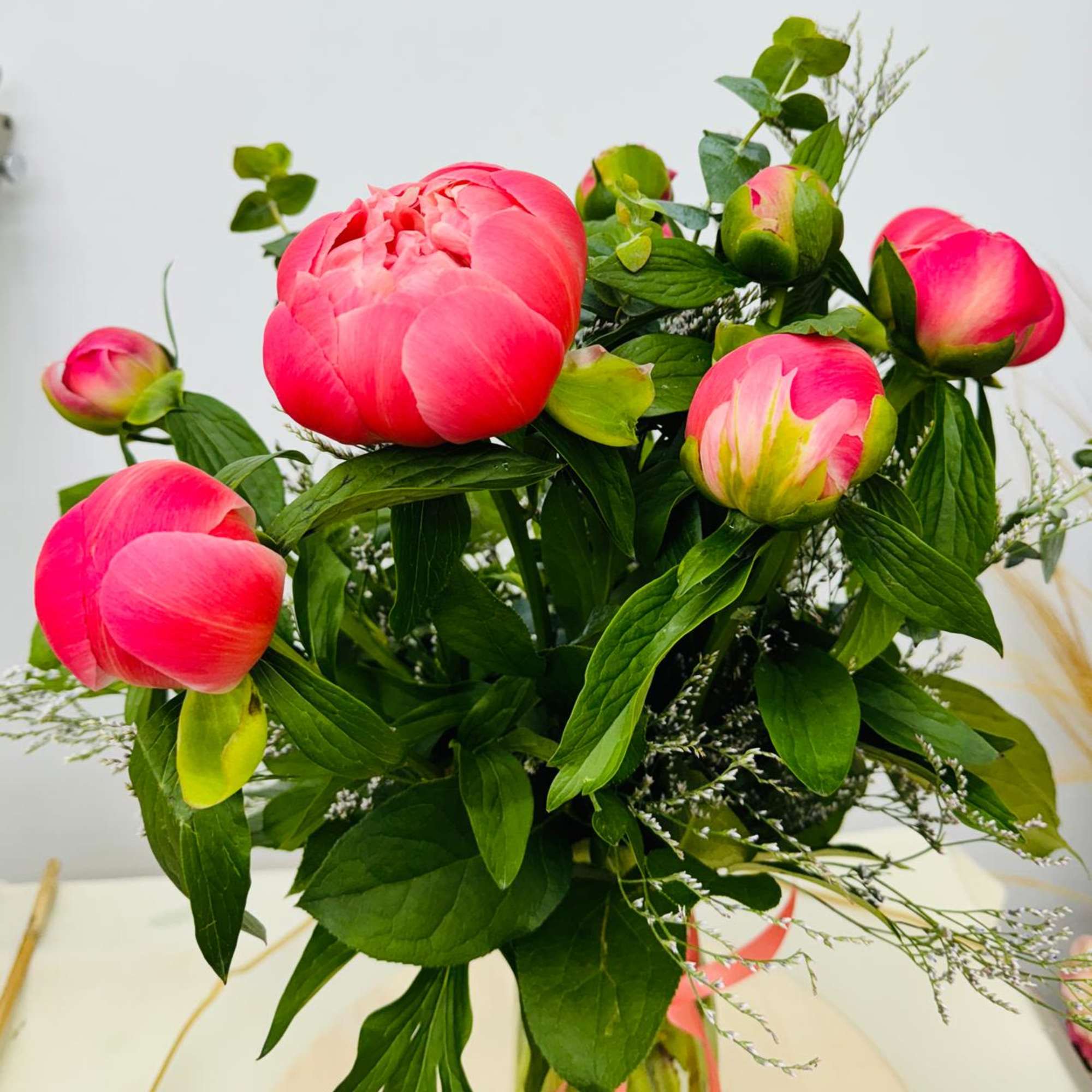 "Pink color peony may vary from light to medium tone depending on