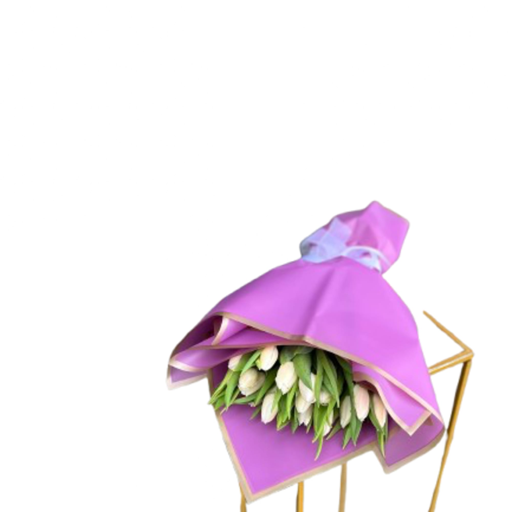 White #20 #30 #40 tulips bouquet Lavender