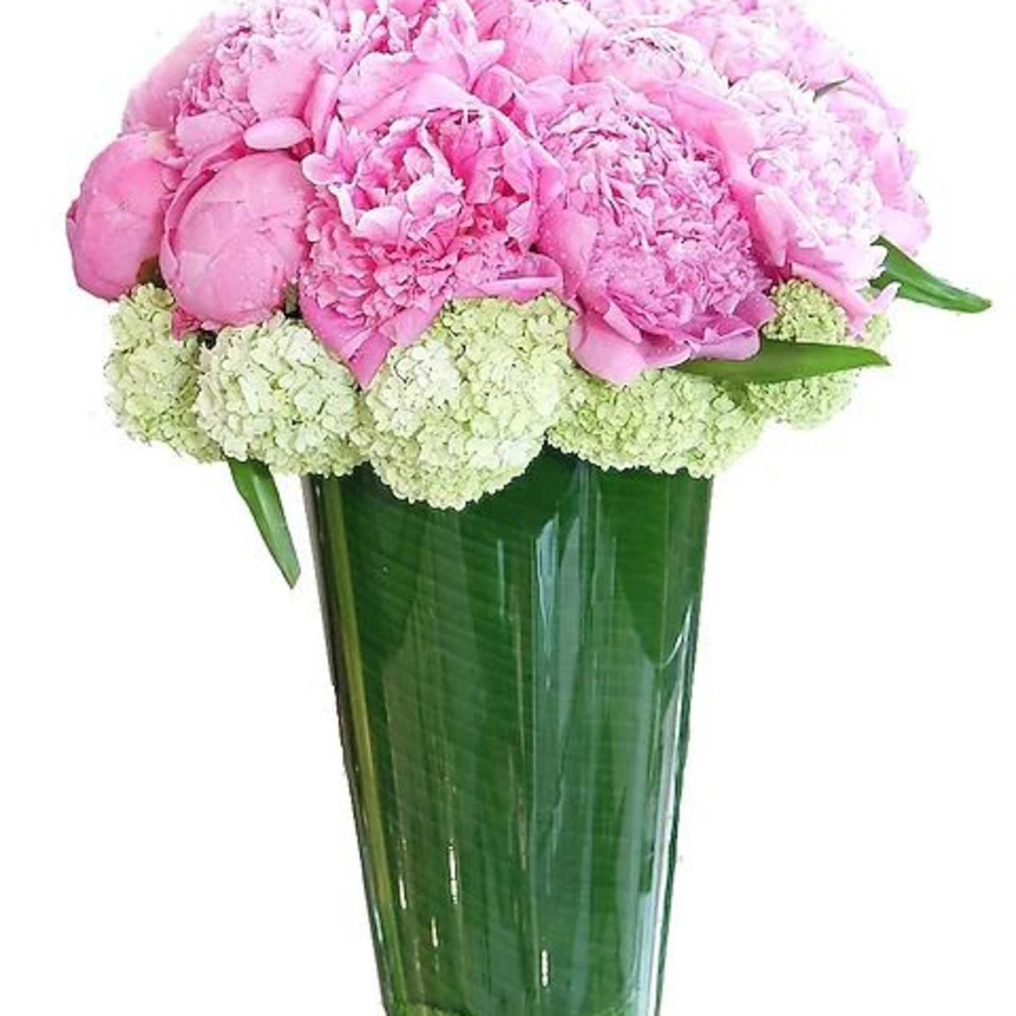 Beautiful all on their own, peonies and hydrangea are two of our