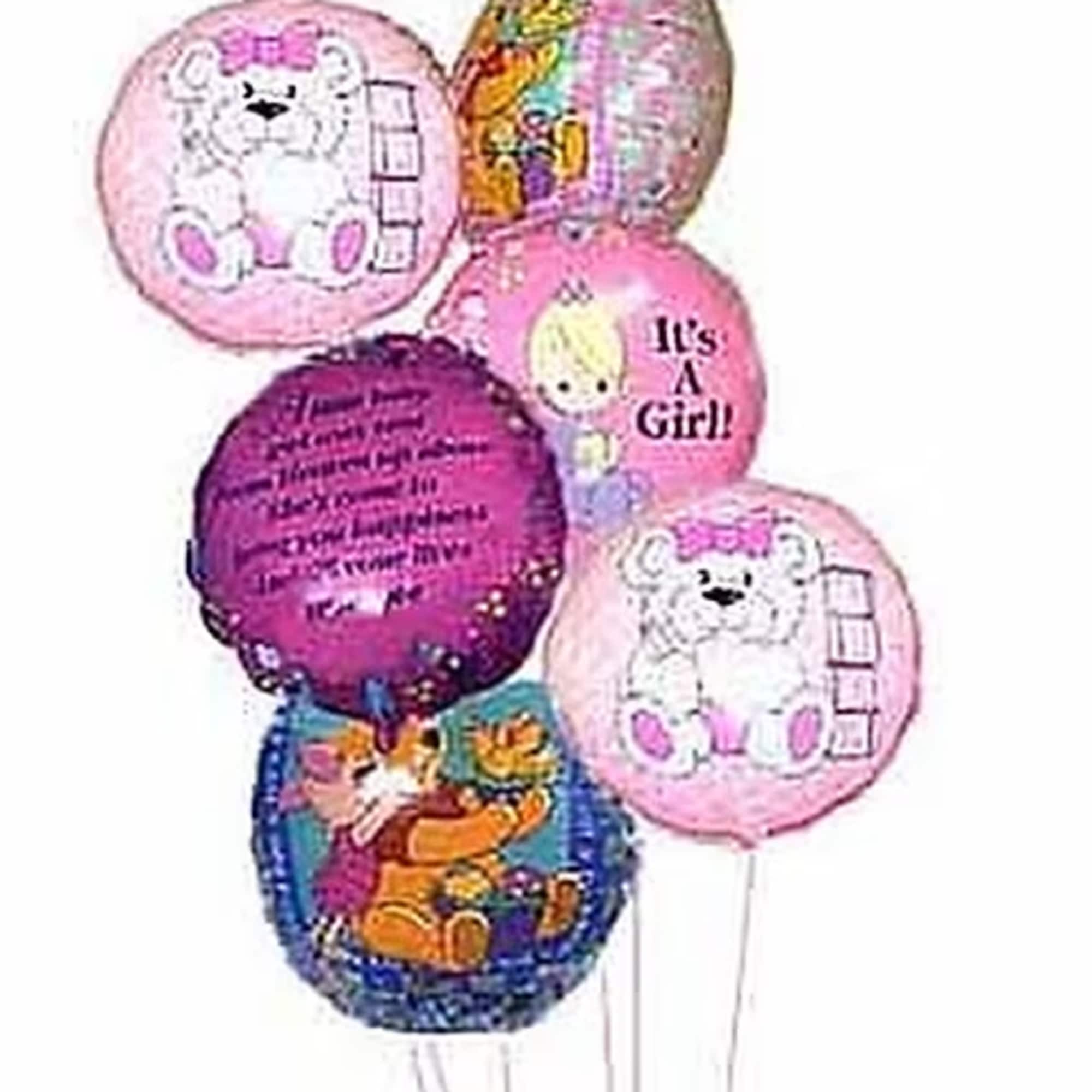 A balloon bouquet with 6 Baby Girl Mylars is an excellent way