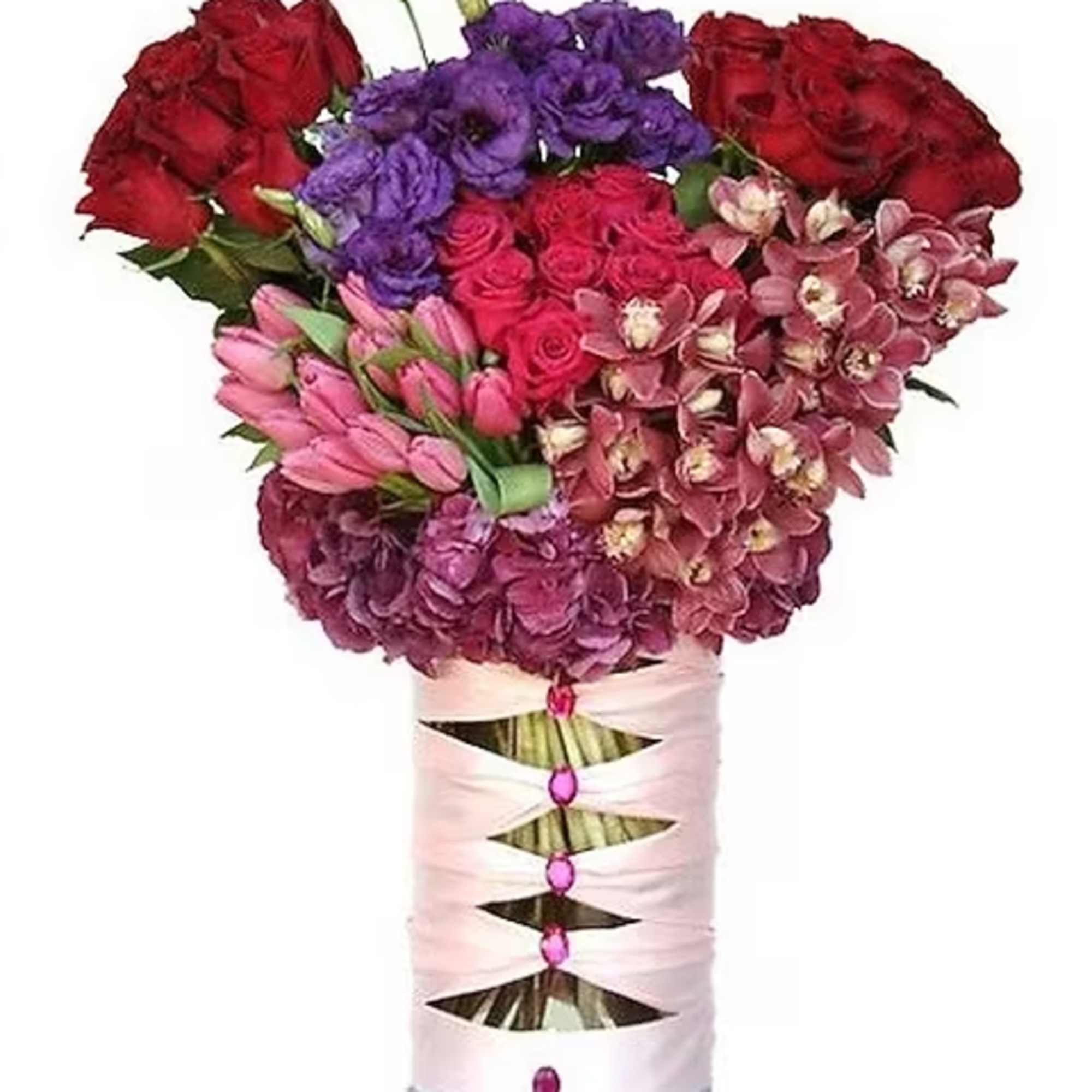 There are no words fitting to describe this lush arrangement. Orchids, hydrangea
