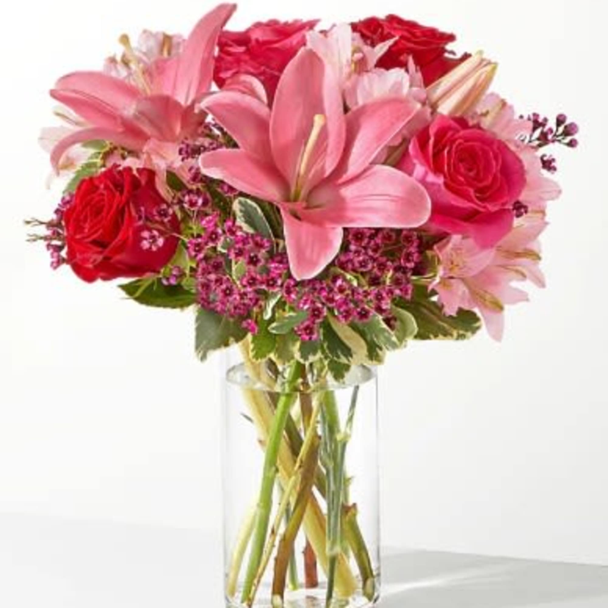 Fall in love with the red and pink florals of our Lucky