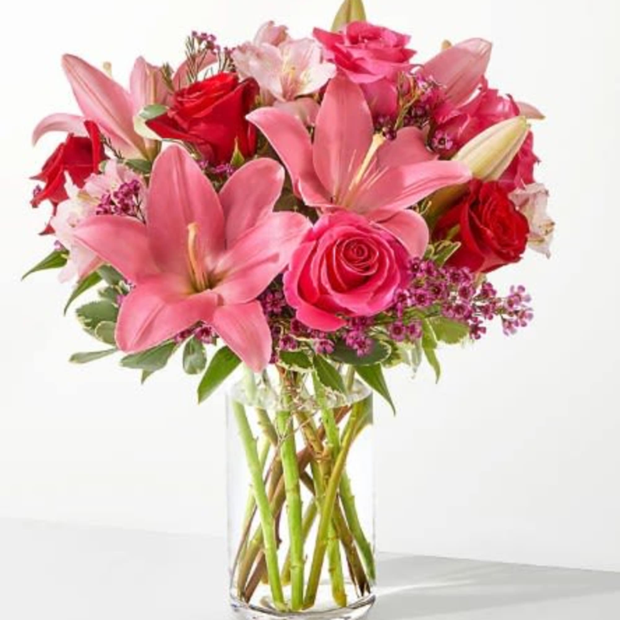 Fall in love with the red and pink florals of our Lucky