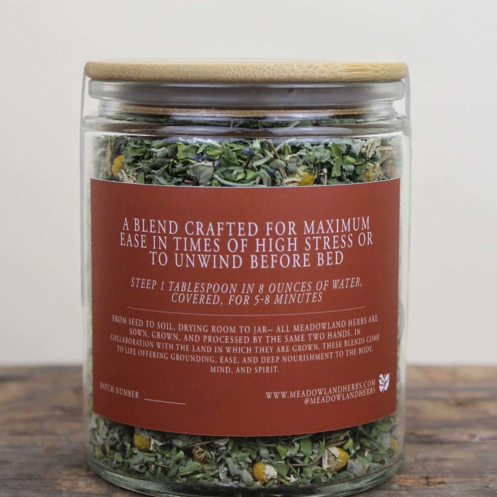A tea blend of lemon balm, peppermint, chamomile, and calendula crafted to