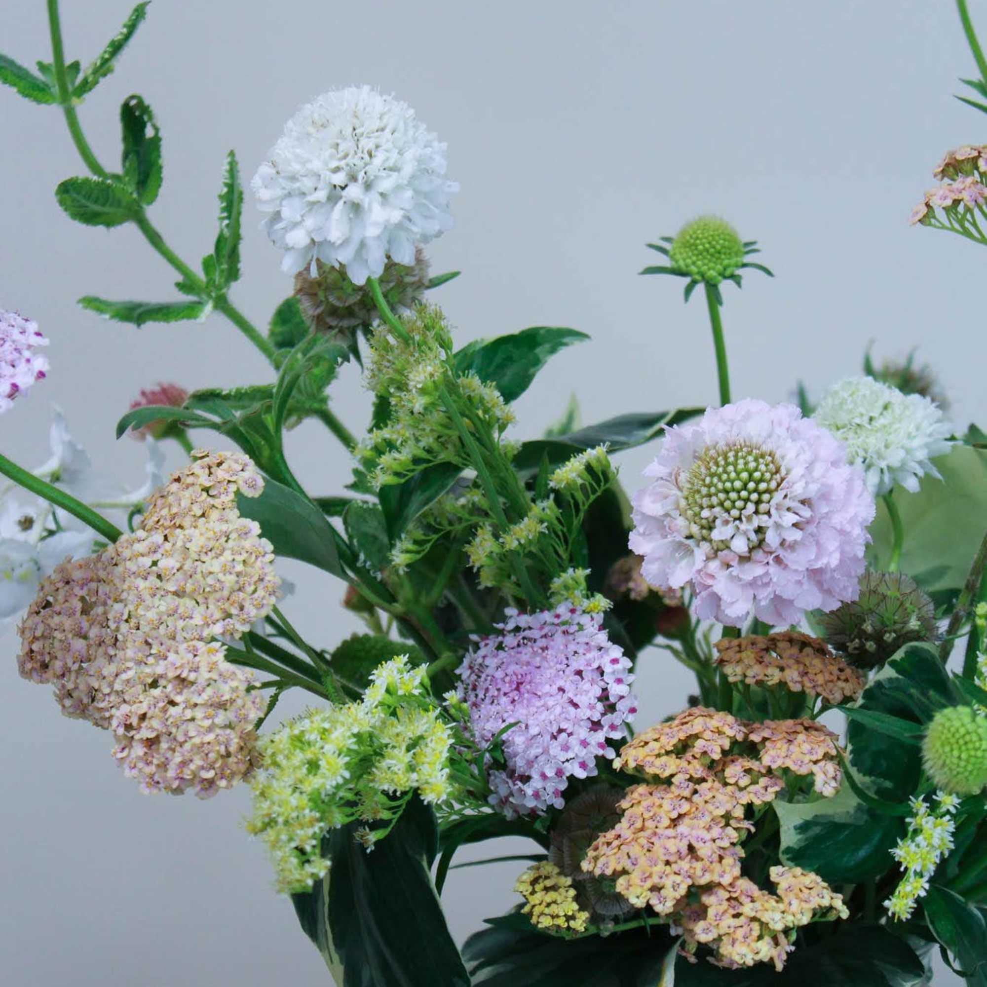 Using texture, shape and color, this small wild flower bouquet is perfect