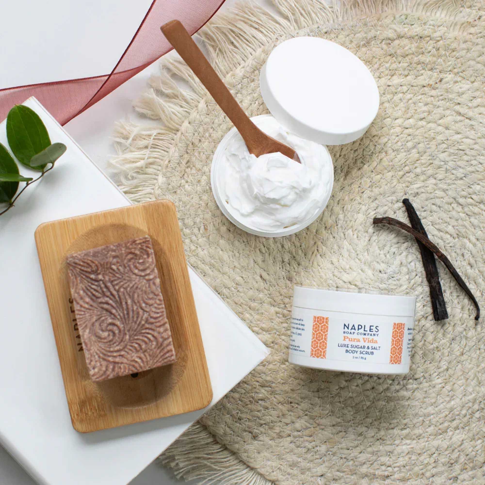 Bright, summery bath and body gift set built around clean, handmade soap