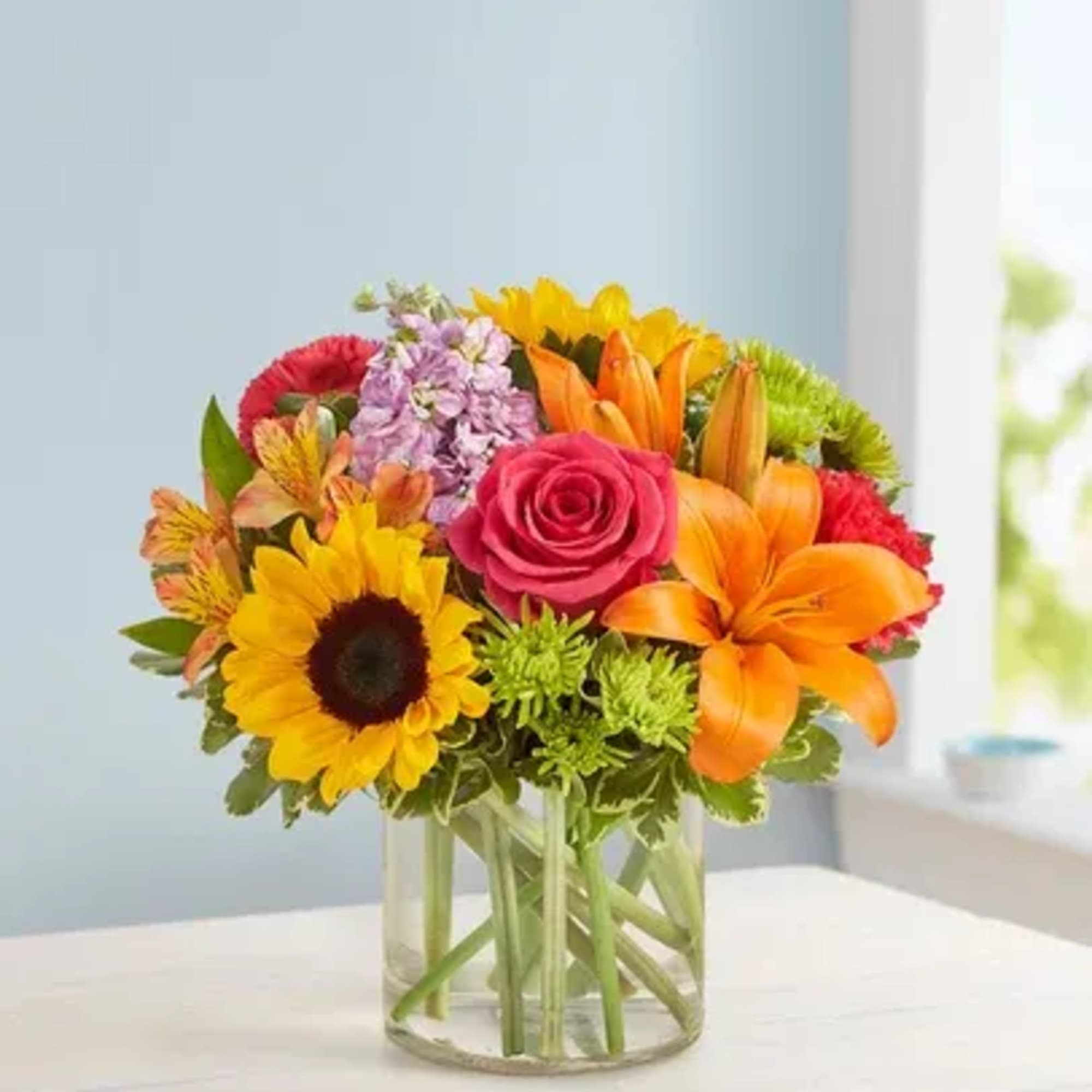 A lot of bright with some hits of warmth. This arrangement is