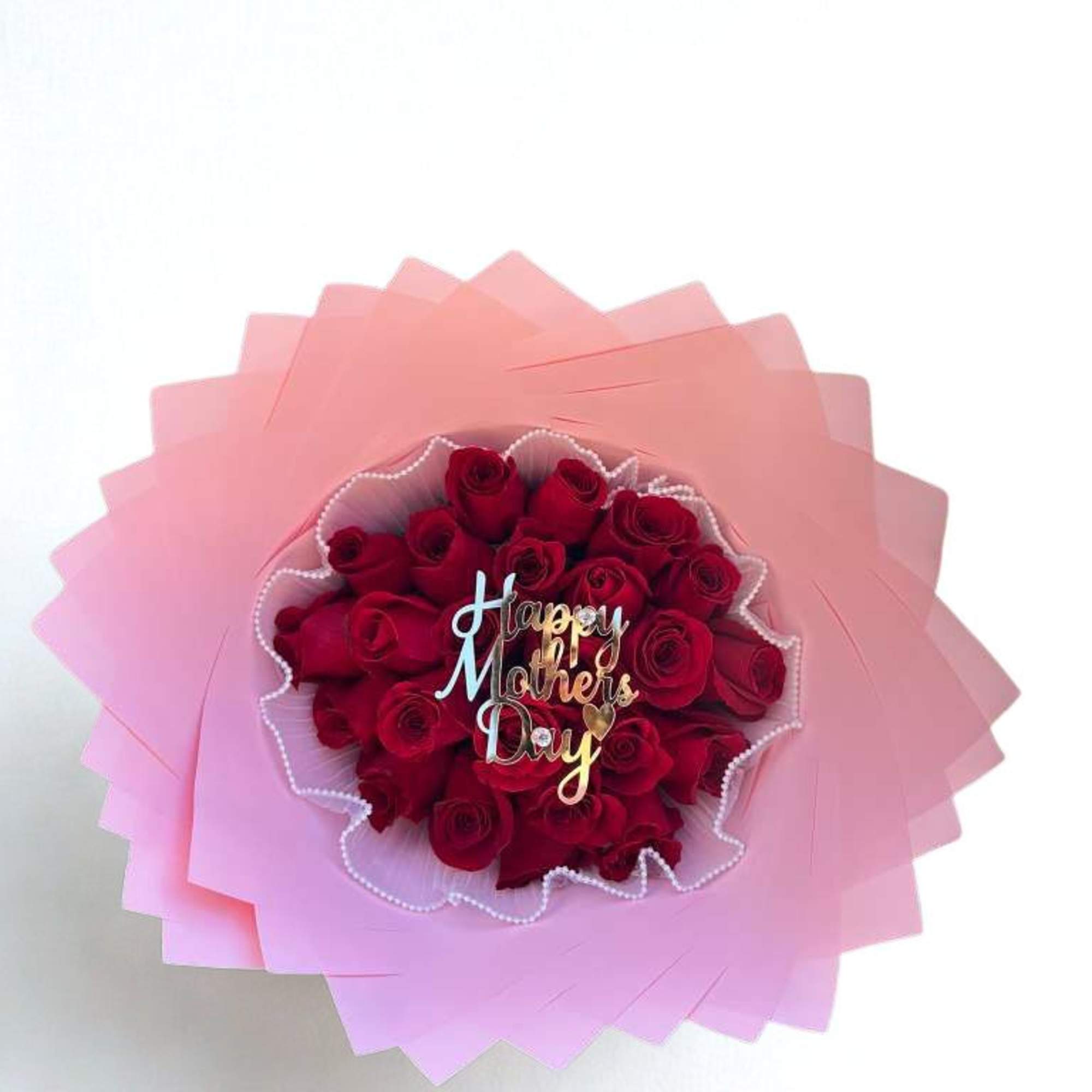 Red roses with topper mother day 