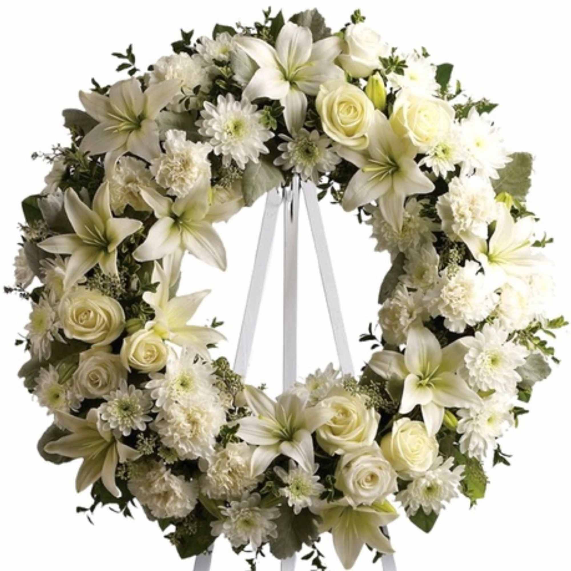 The Eternal Serenity Funeral Wreath is a timeless circular tribute symbolizing eternal