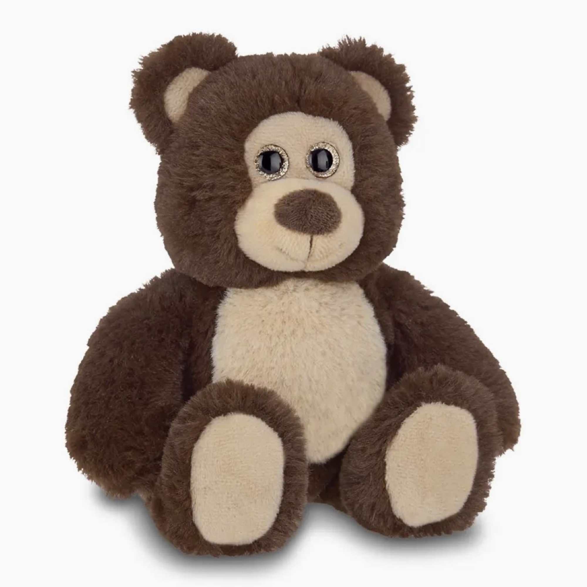 Brown and cream teddy bear plush toy sitting upright