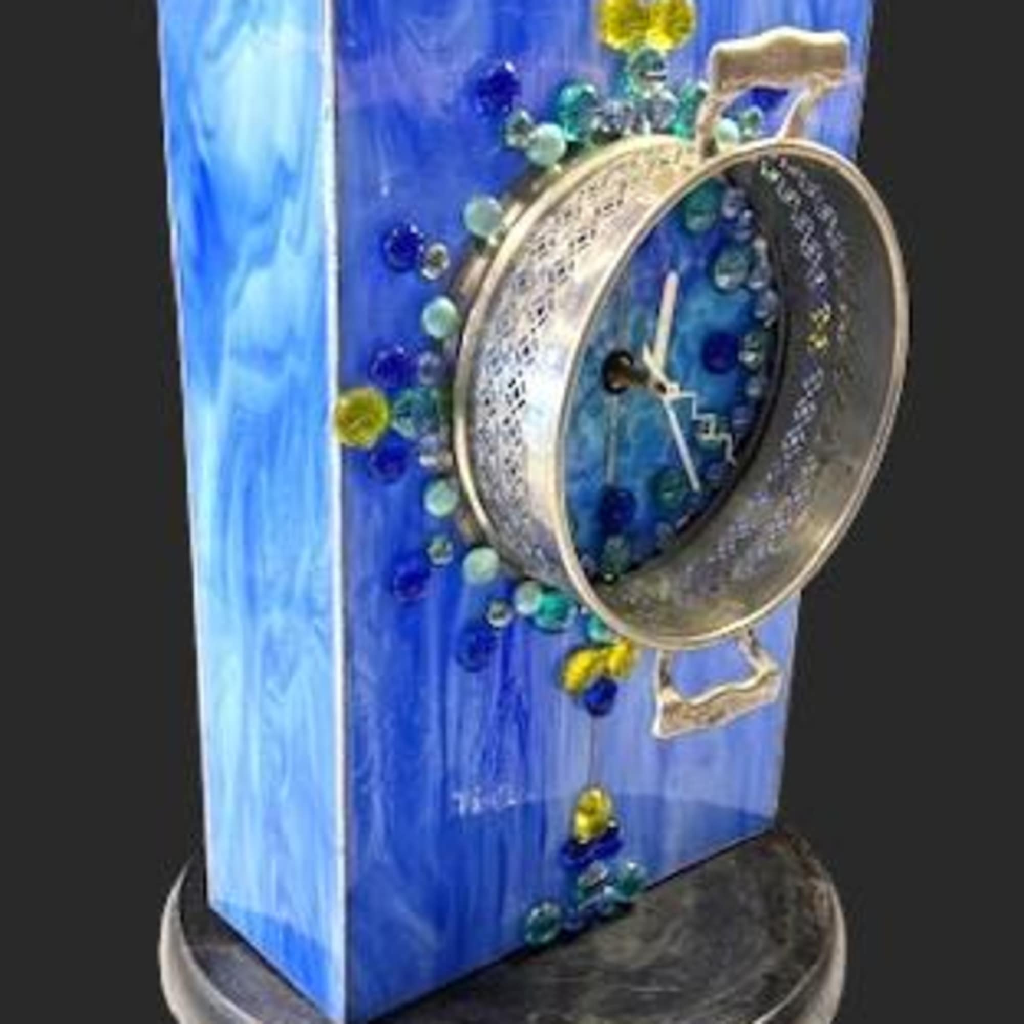 A sculptural blue clock that reads like modern art - perfect as