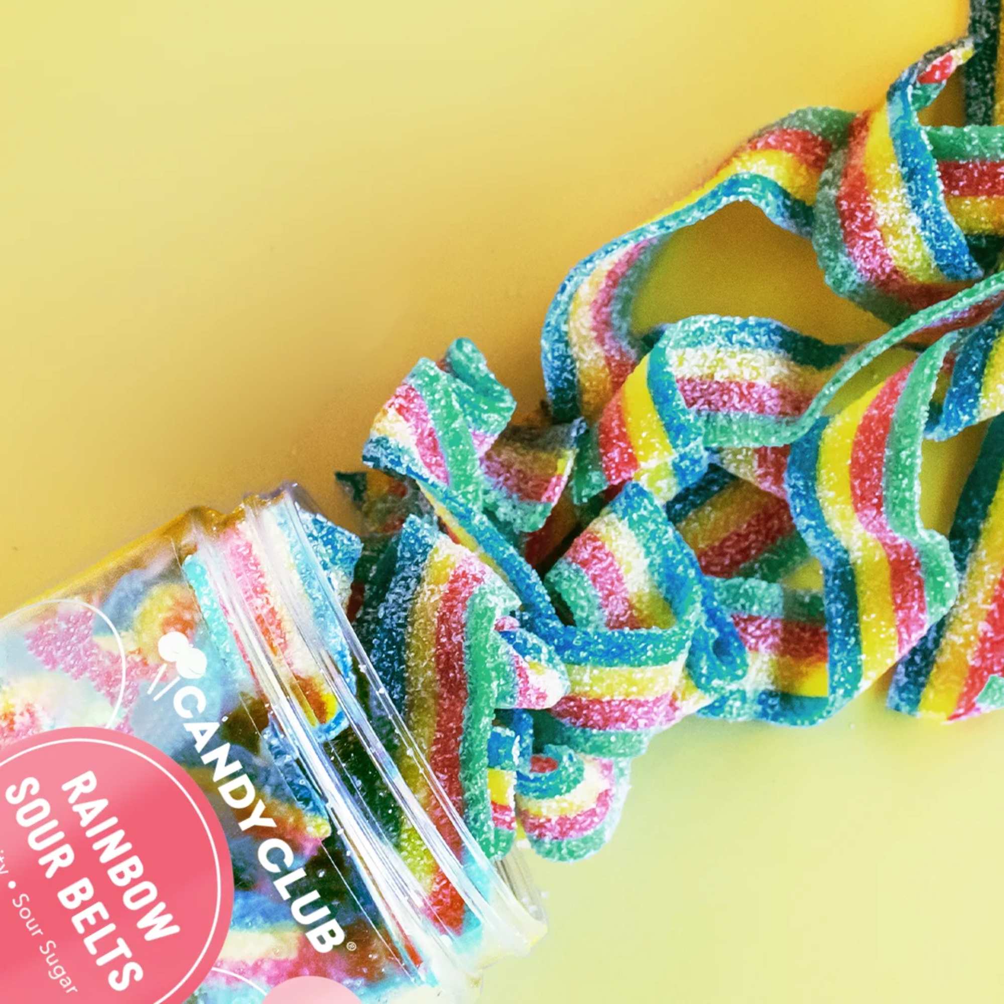 Equal parts flavorful and colorful, these bright, tart rainbow ribbon belts are