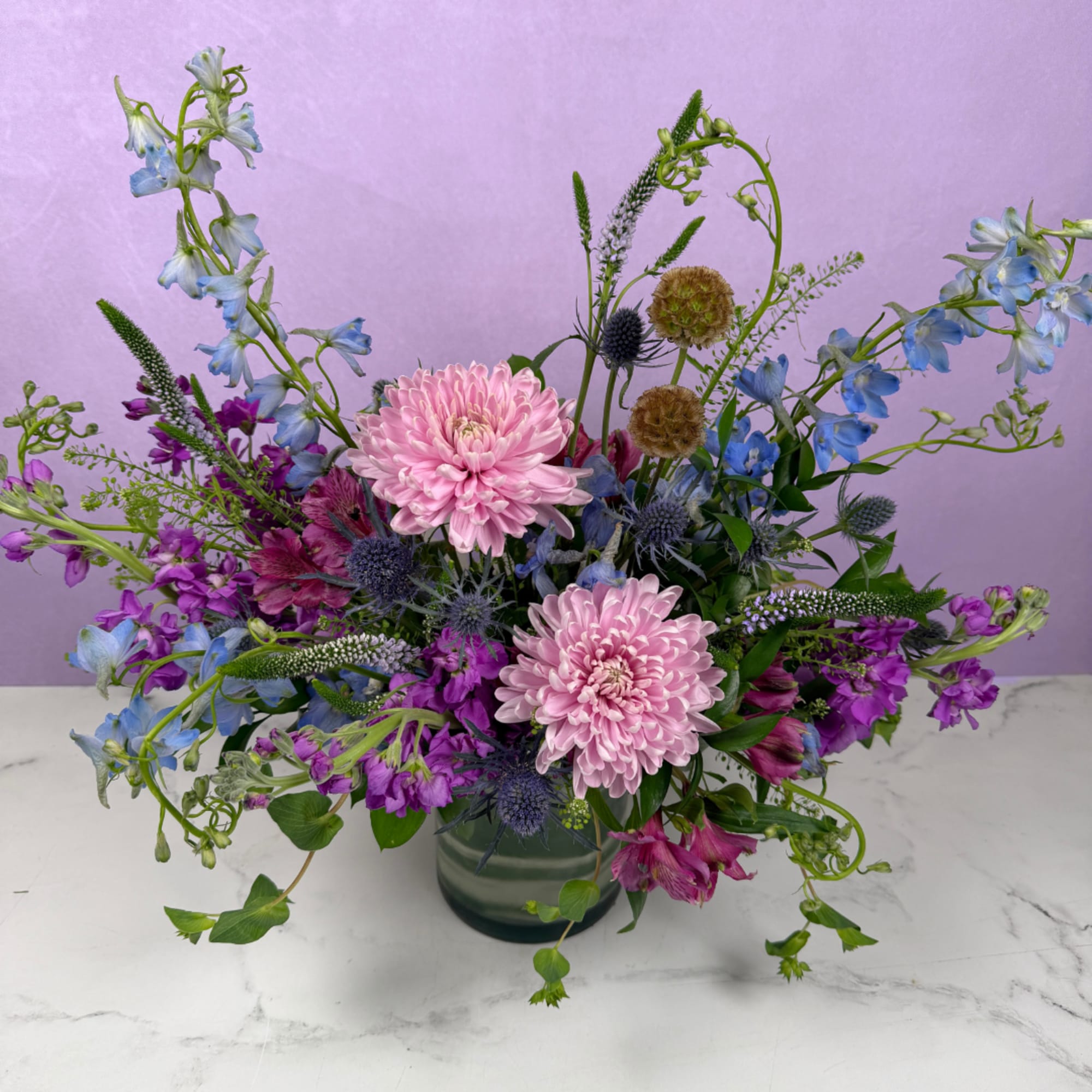 A calming mix of purples, blues, and soft tones designed to feel