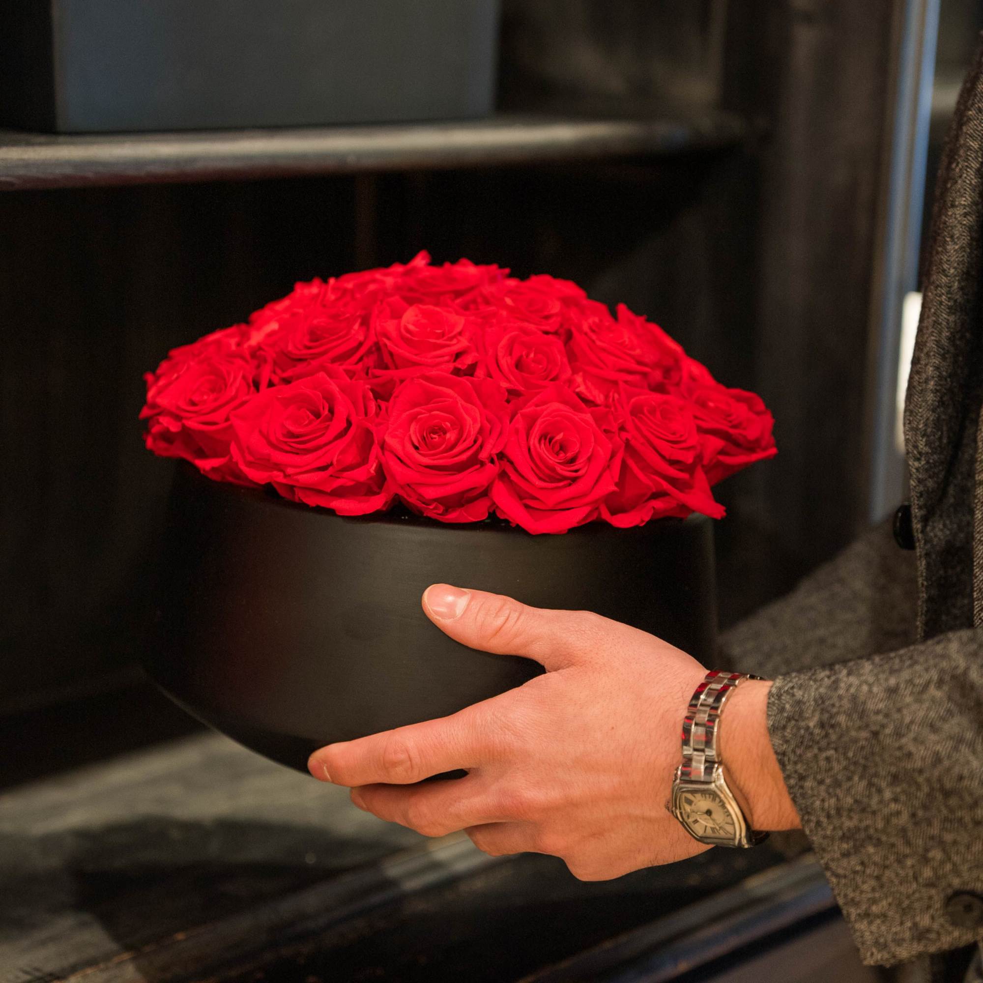 High end preserved roses, custom designed by hand in our local shop