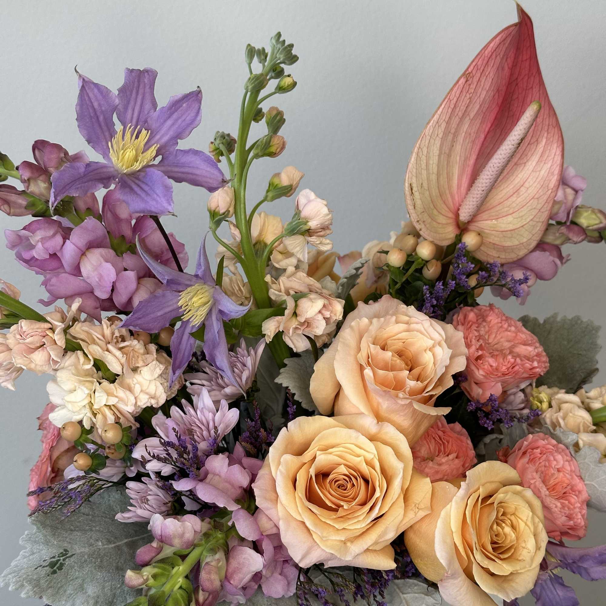 Soft, romantic, and full of delicate charm, this pastel flower arrangement is