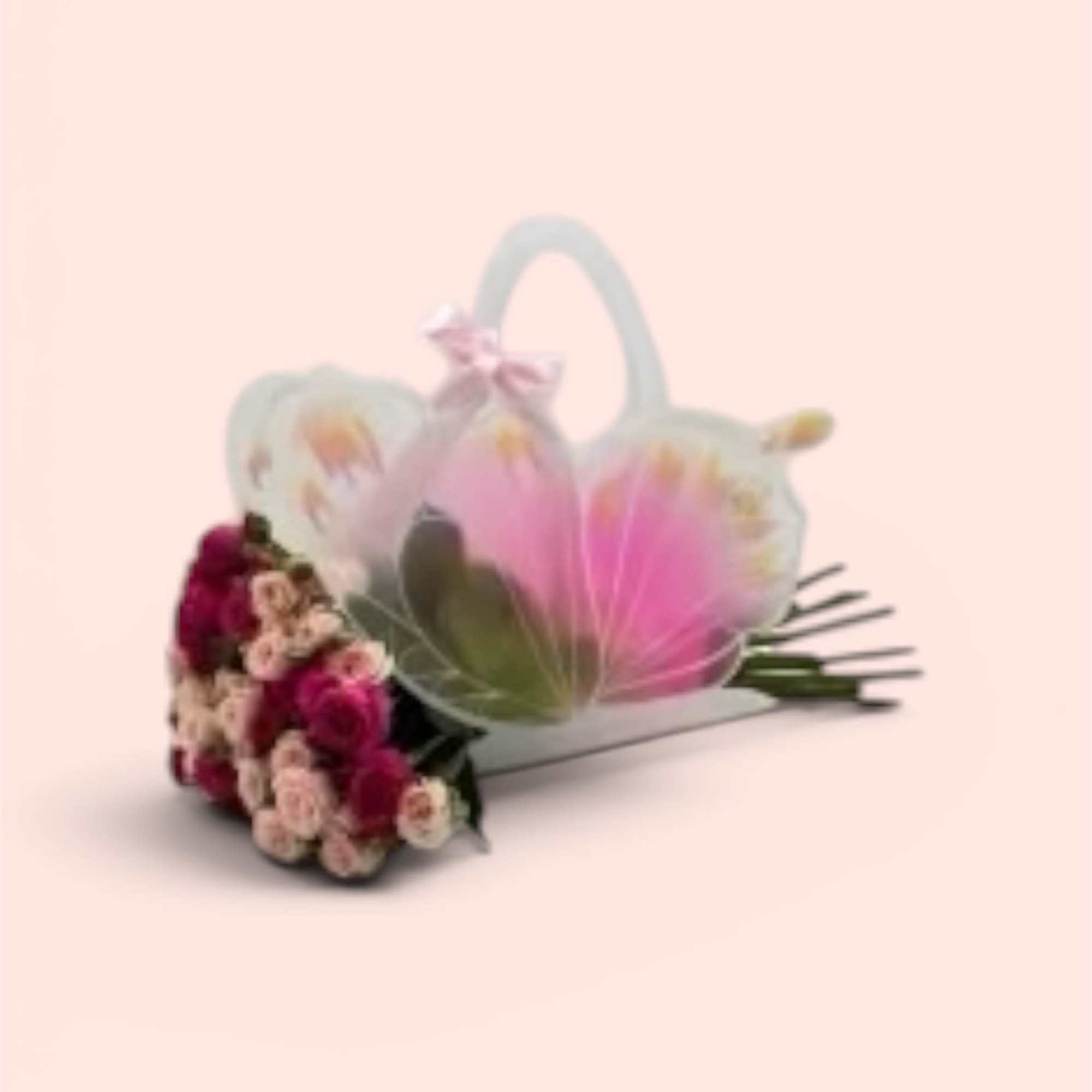 A cheerful cluster of tulips in bright pinks, sunny yellow, soft purple