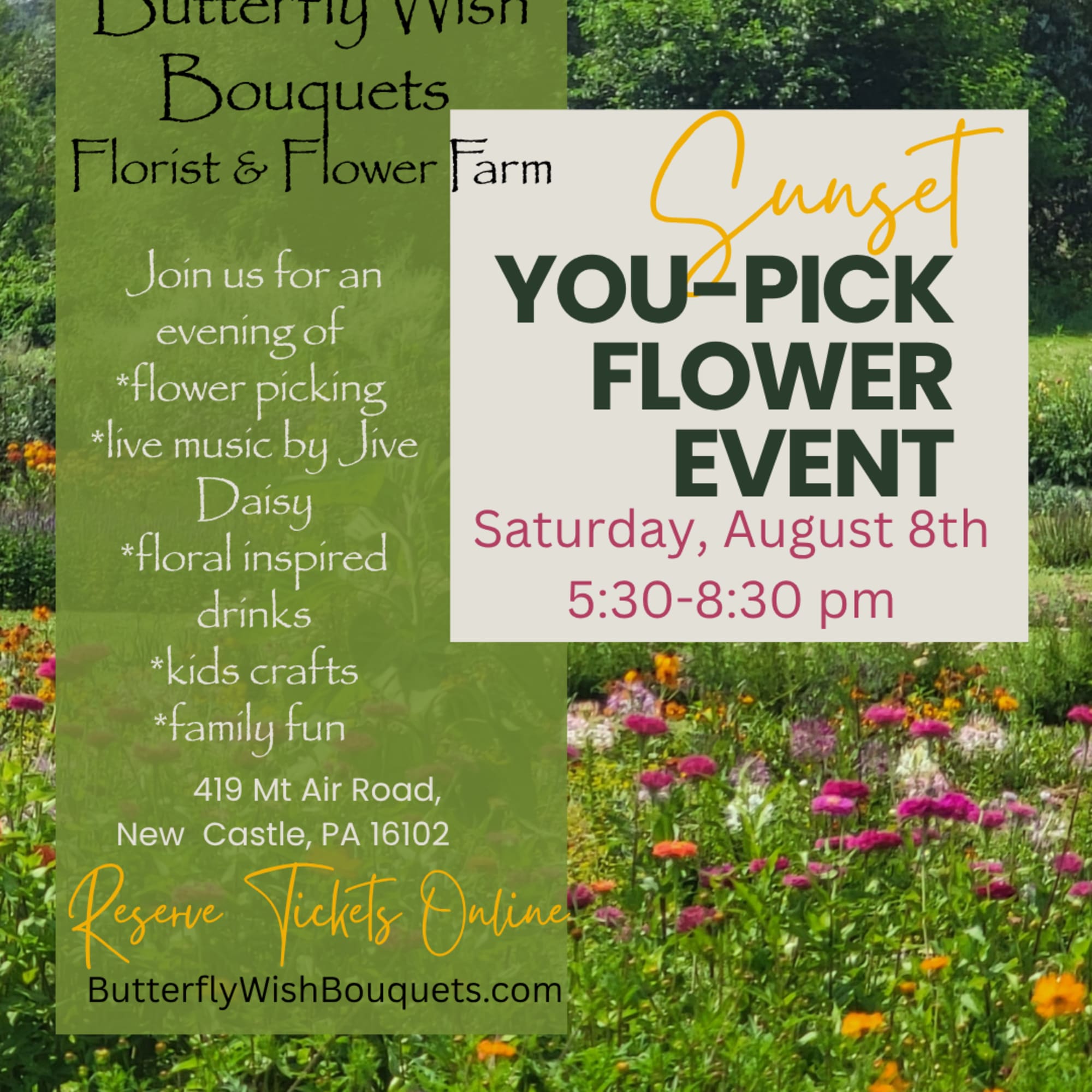 This is for admission for 1 person to our evening Sunset You-Pick