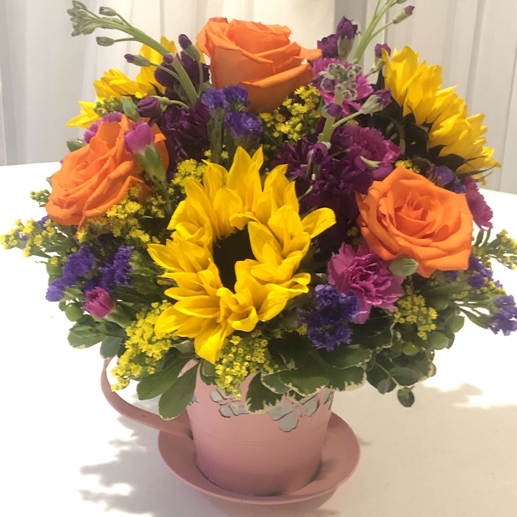 Bright and Cheerful Custom design of assorted spring flowers. Product ID: SS01
